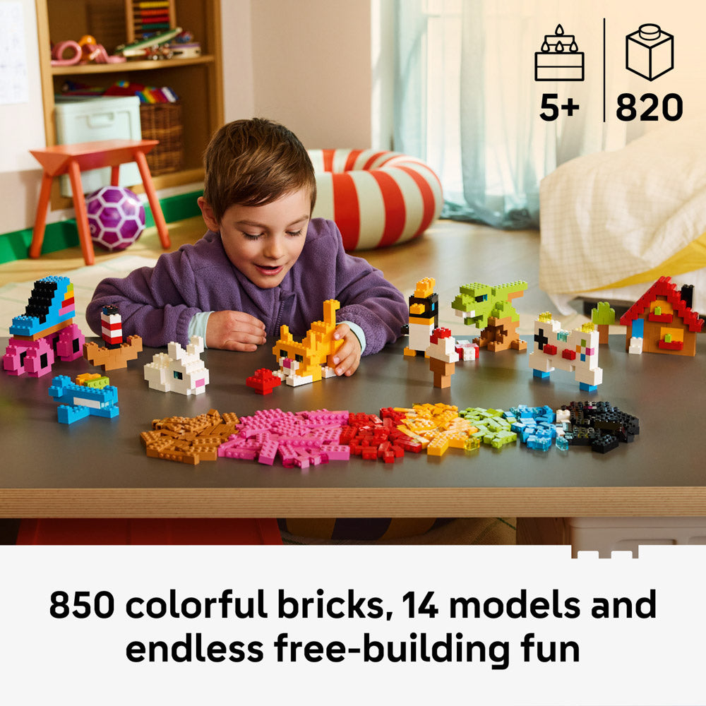 Child building with the LEGO 11045 Classic Creative Colourful Bricks Blocks Loose Free-play Set