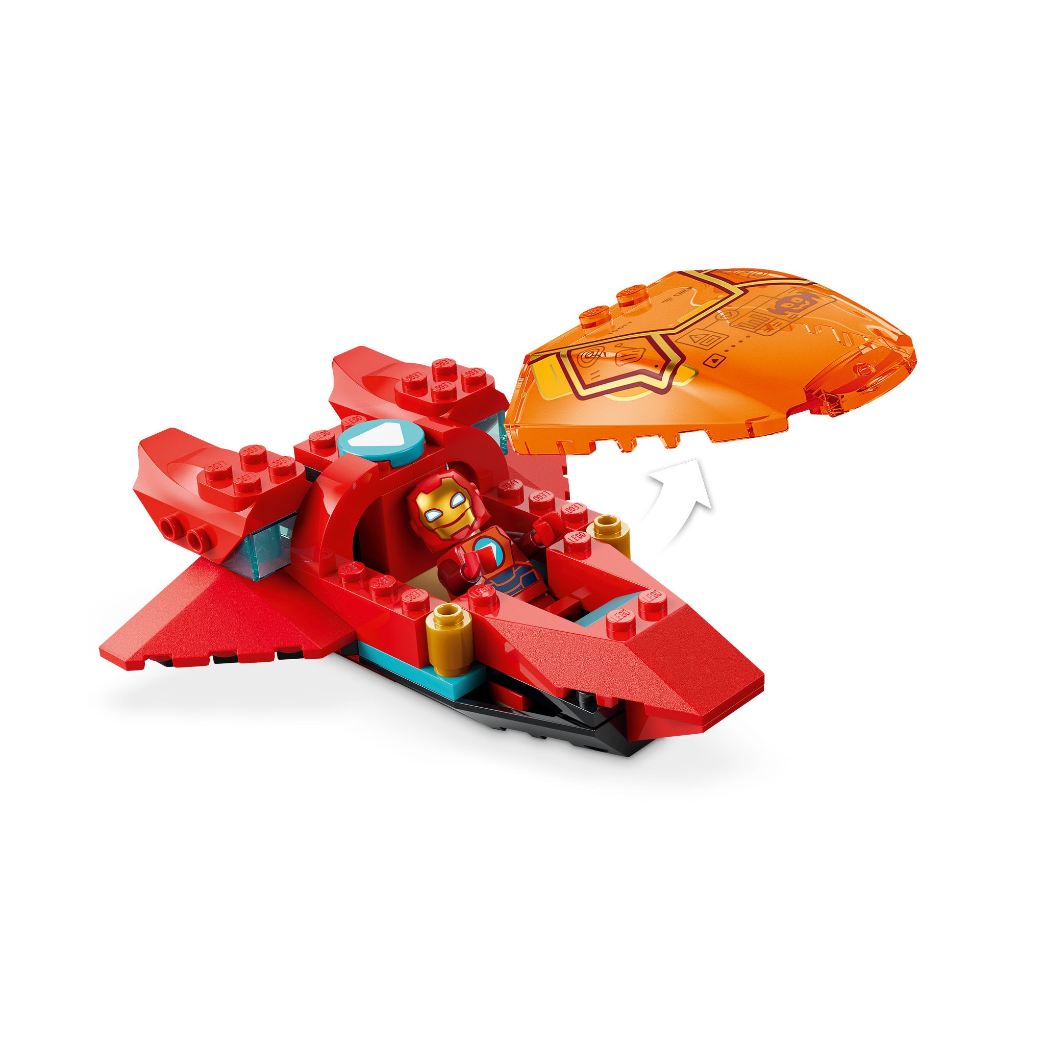 iron-man jet plane, in the LEGO 11211 Disney Junior Marvel Loki vs. Iron Man Set