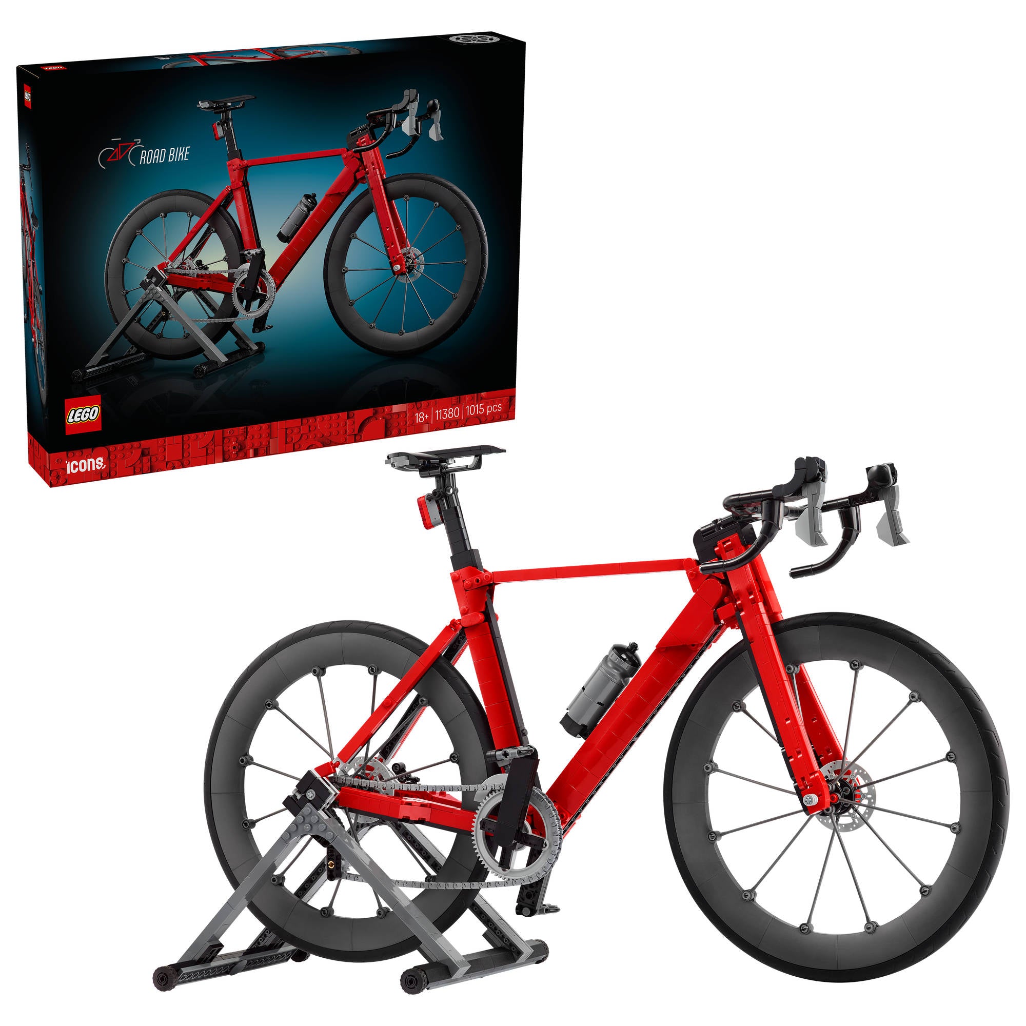 LEGO 11380 Icons Road Bike Cycle Red Set assembled, and in packaging