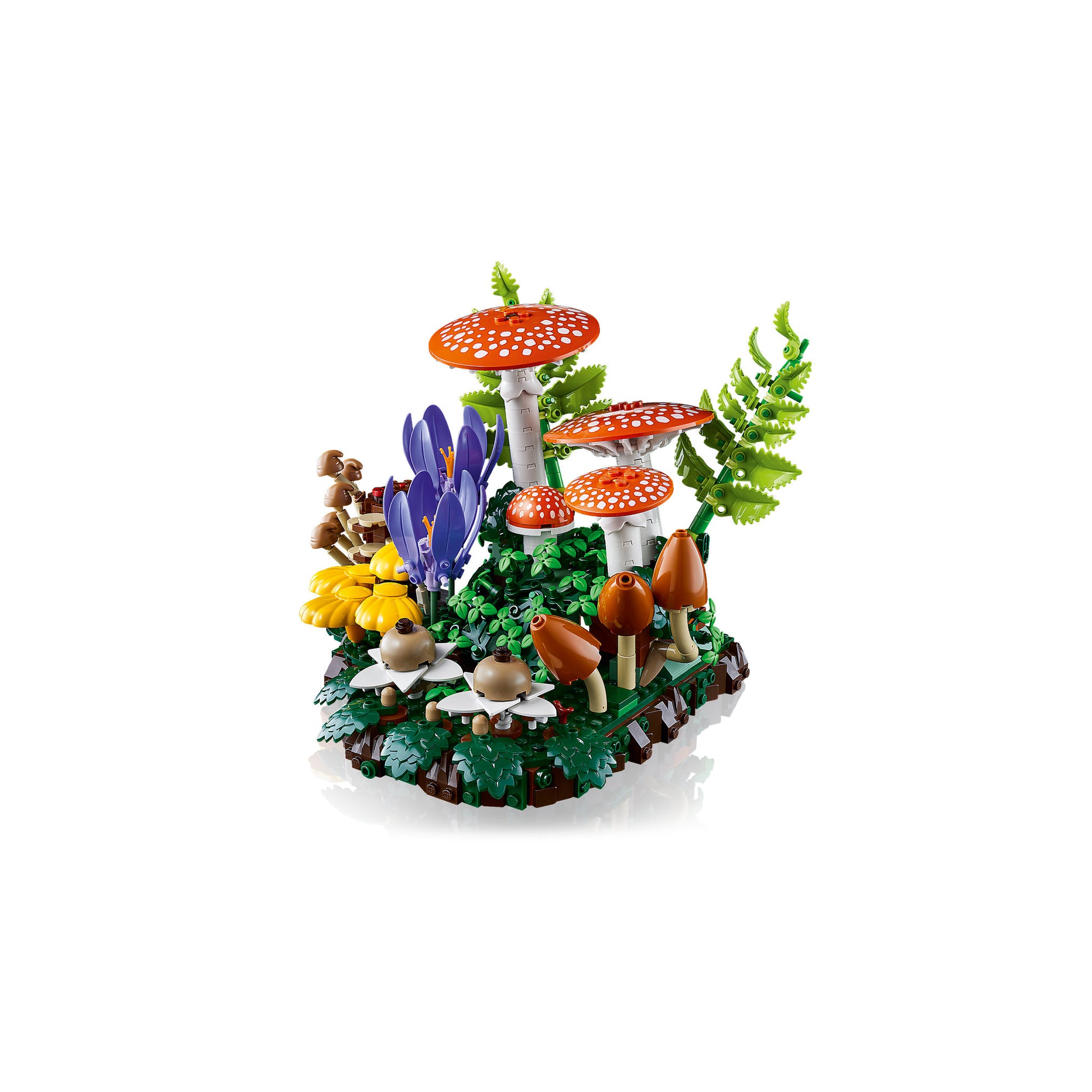 Assembled LEGO 11505 Botanicals Woodland Mushrooms Set, at distance
