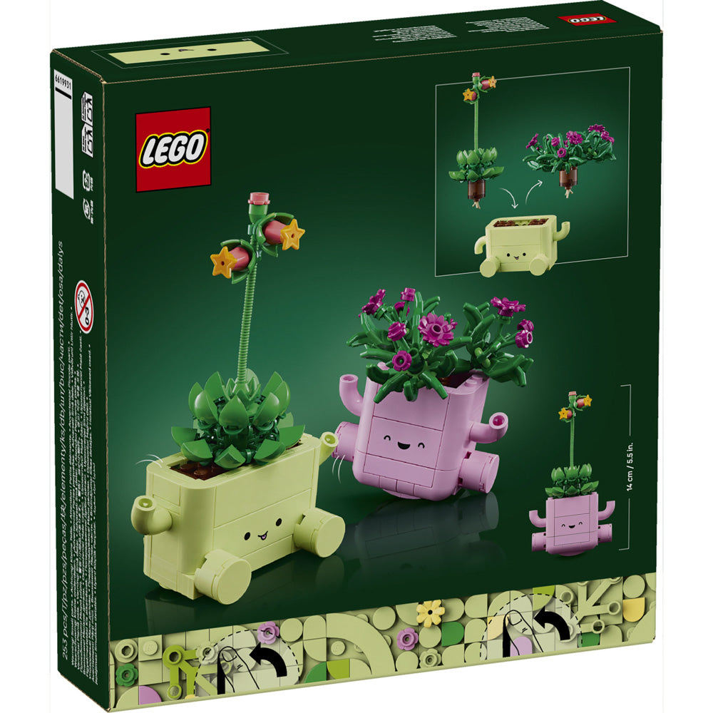 back of packaging, for the LEGO 11506 Botanicals Rocking Plants potted succulents set