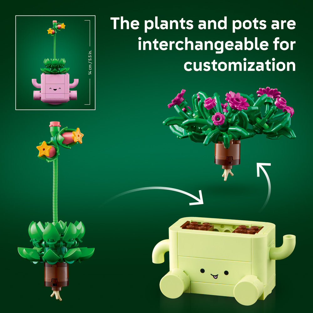 Interchangeable pots and plants in the LEGO 11506 Botanicals Rocking Plants potted succulents set