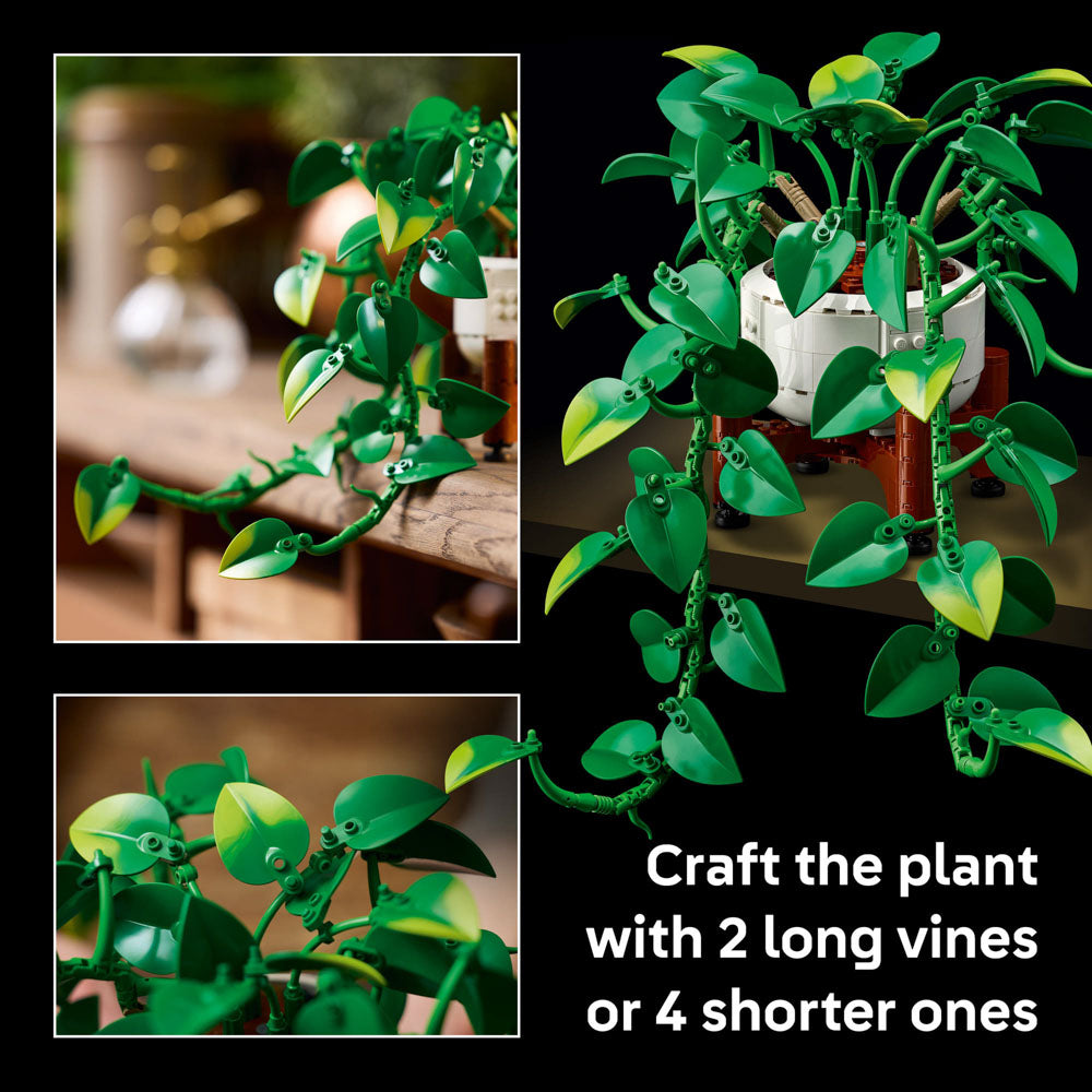 Assembled LEGO 11512 Botanicals Hanging Golden Pothos set on shelf