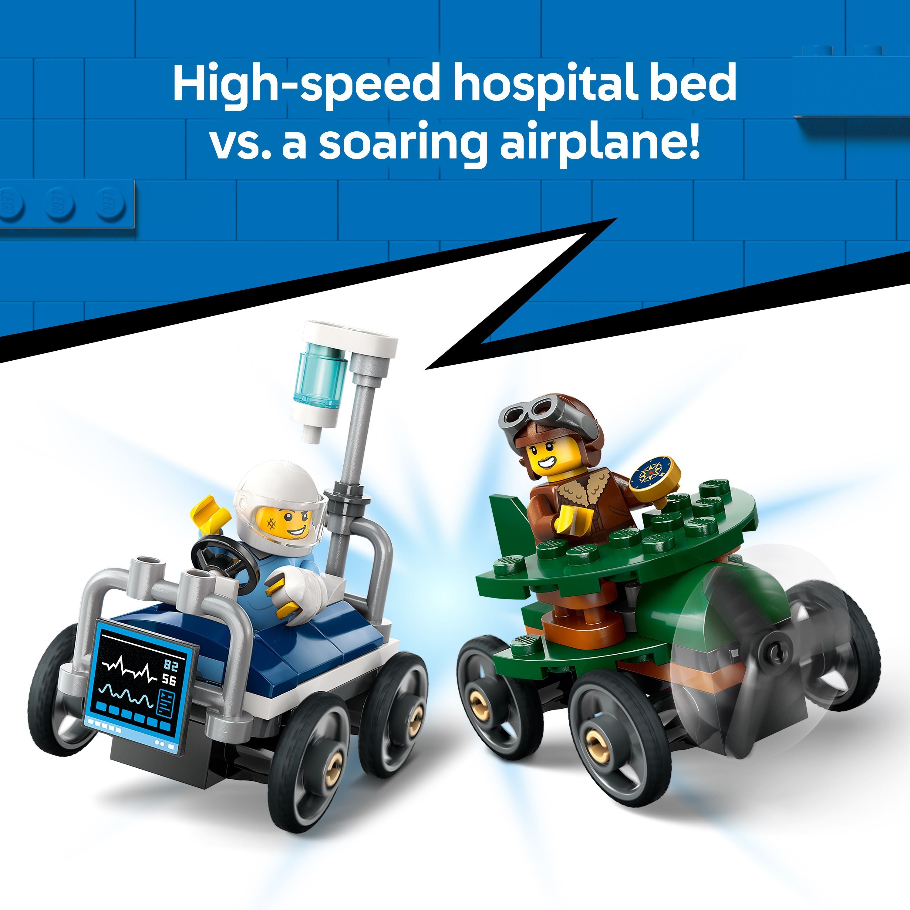 LEGO 60459 City Airplane vs. Hospital Bed Race Car Pack