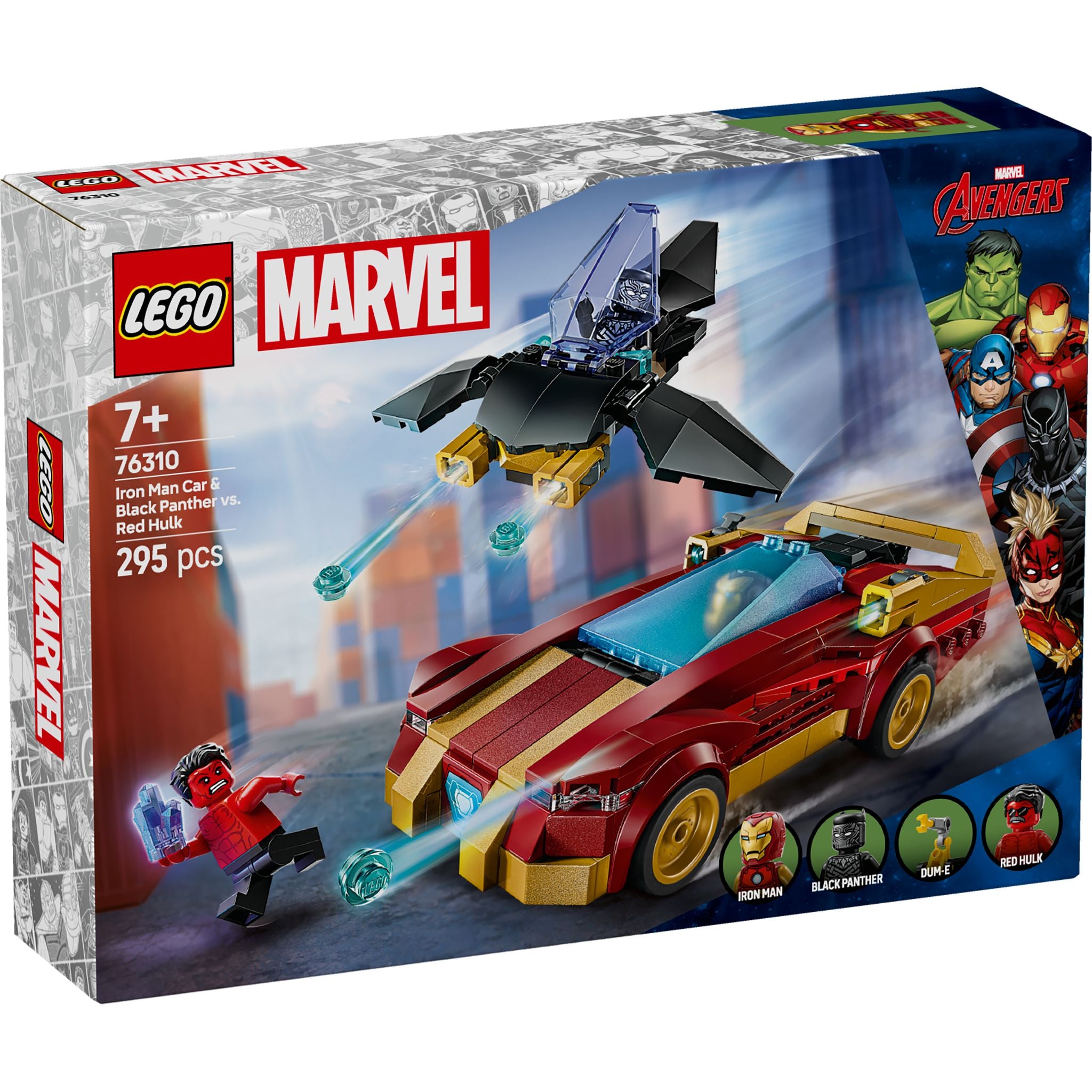 LEGO 76310 Marvel Super Heroes Iron Man Car & Black Panther vs. Red Hulk