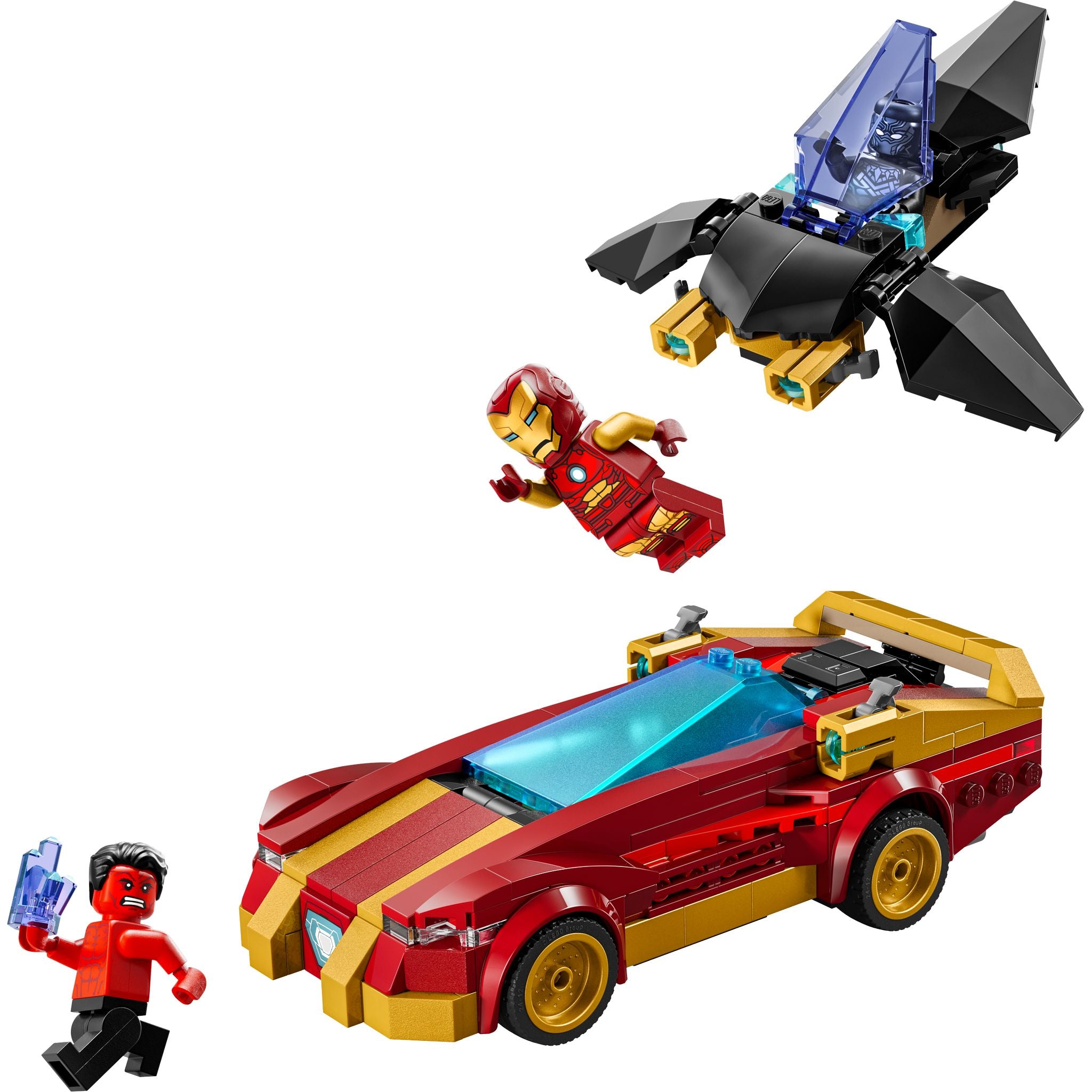 LEGO 76310 Marvel Super Heroes Iron Man Car & Black Panther vs. Red Hulk