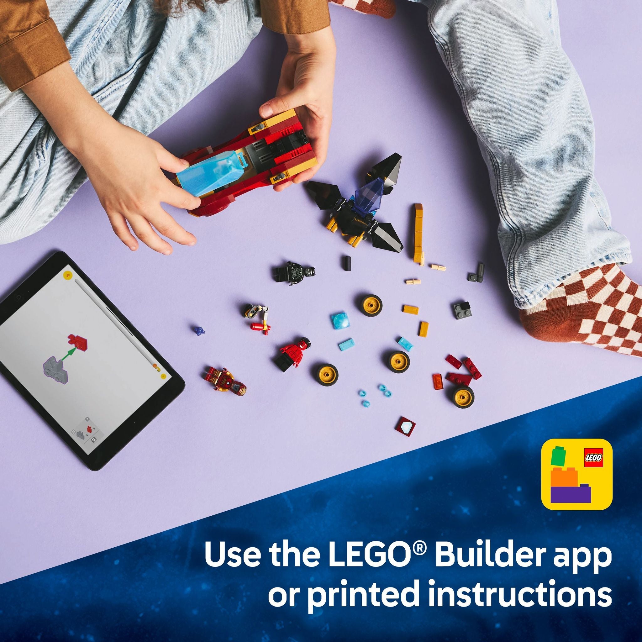 LEGO 76310 Marvel Super Heroes Iron Man Car & Black Panther vs. Red Hulk