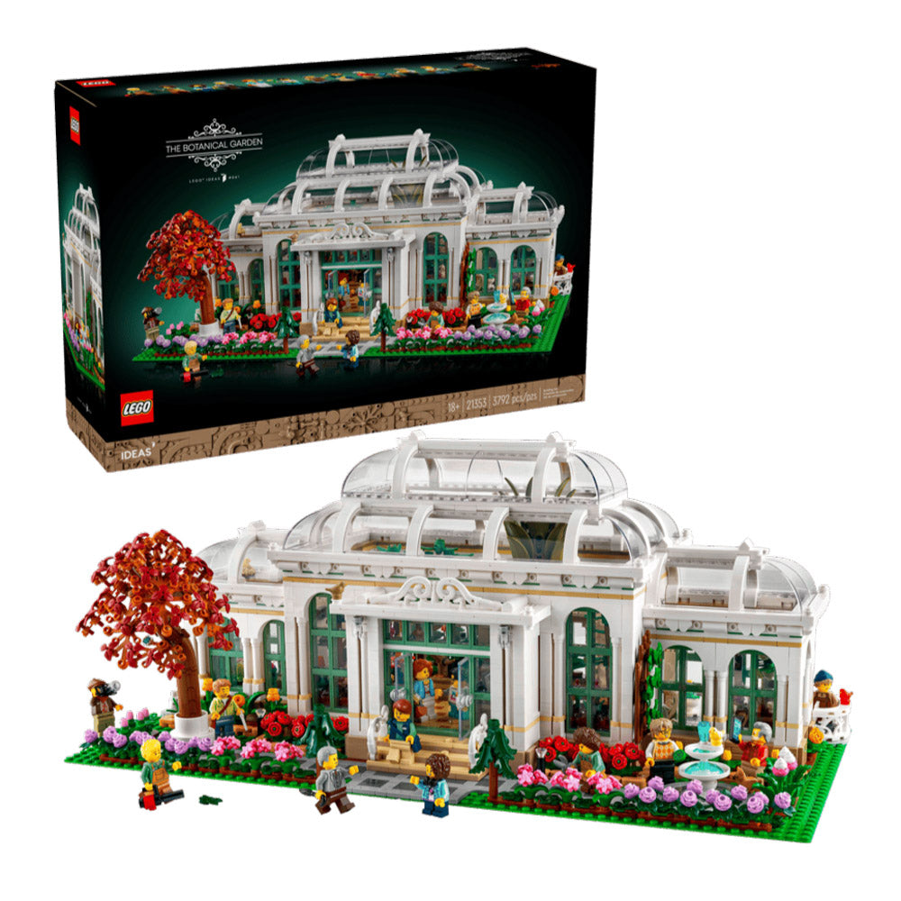 Assembled LEGO 21353 The Botanical Garden building set, with packaging