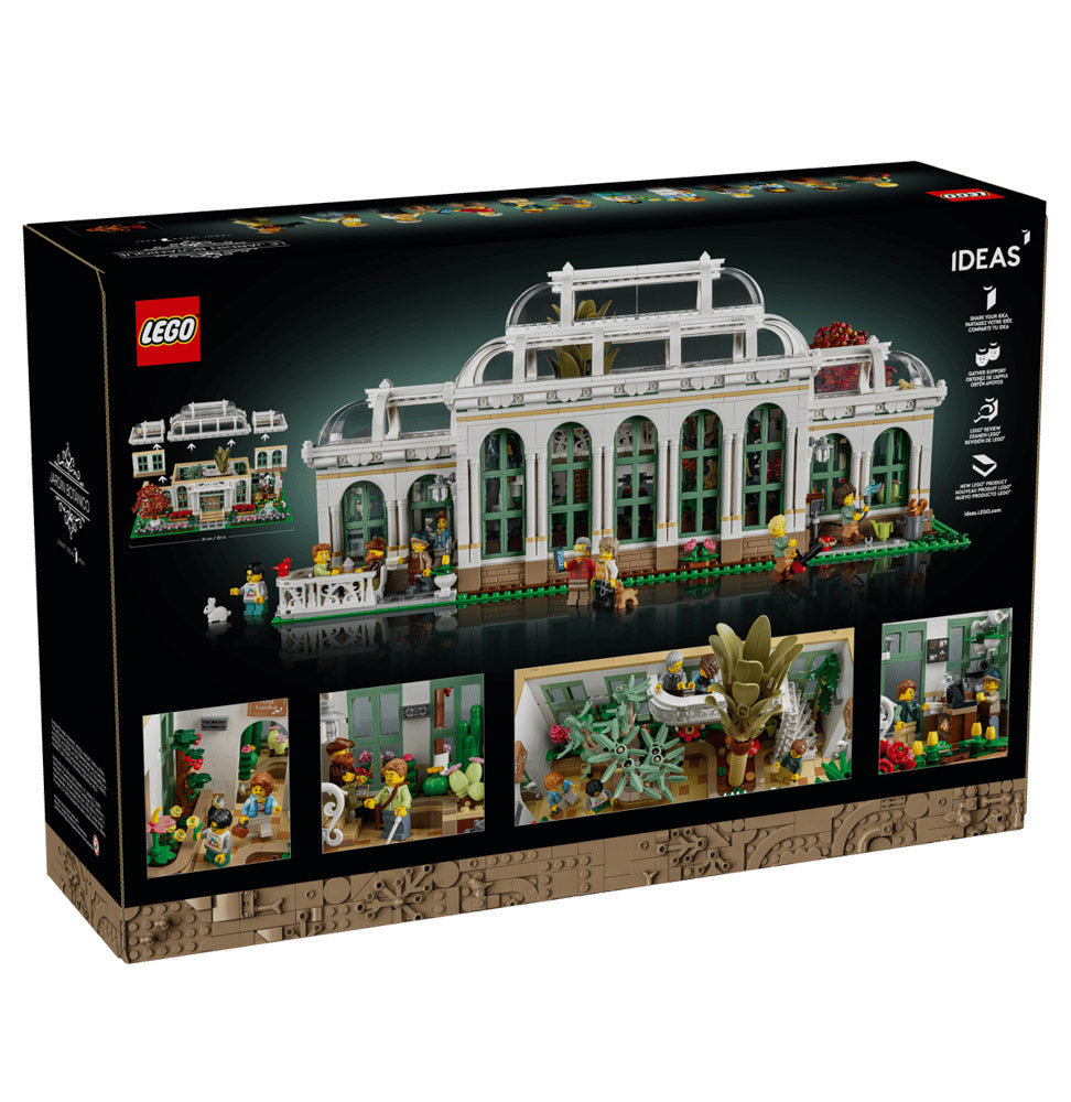Back packaging of the LEGO 21353 The Botanical Garden building set