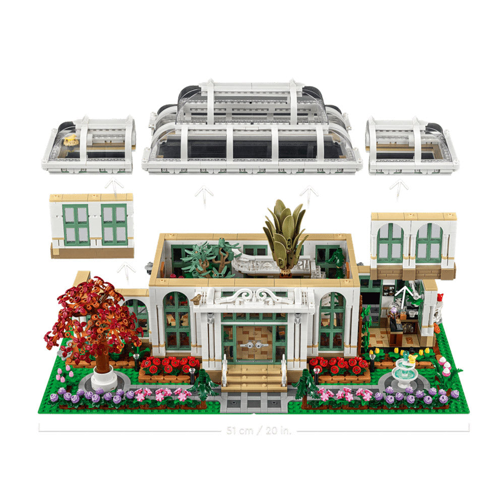 Lift the top of the assembled LEGO 21353 The Botanical Garden building set