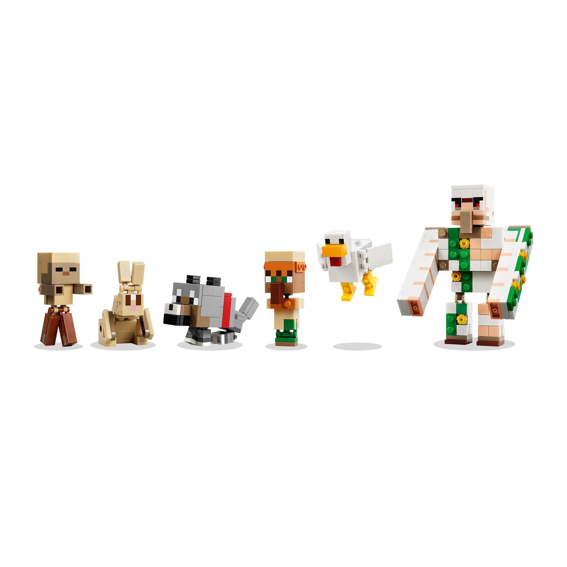 Assembled figures in the LEGO 21592 Minecraft Chicken Jockey Desert Attack Set