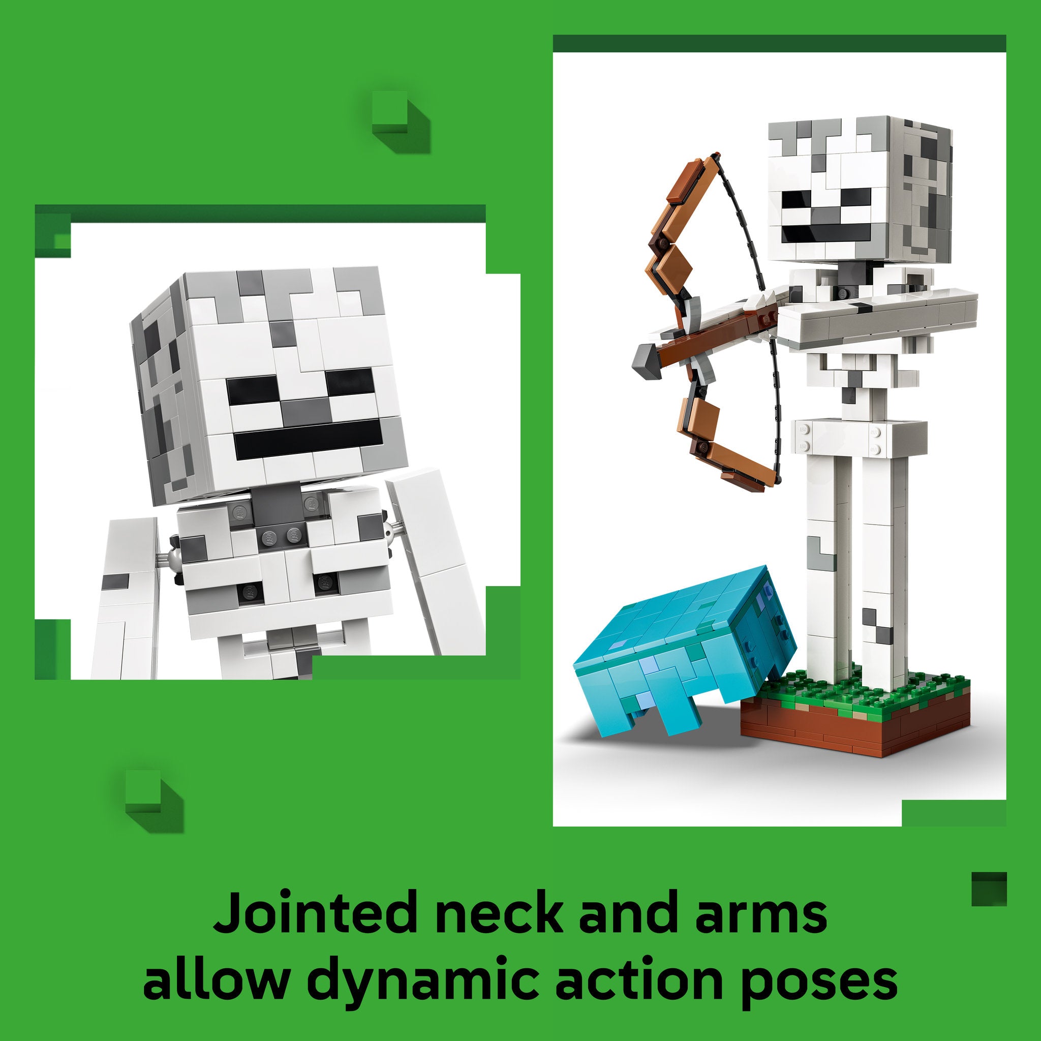 Jointed neck and arms of the LEGO 21594 Minecraft The Skeleton Set