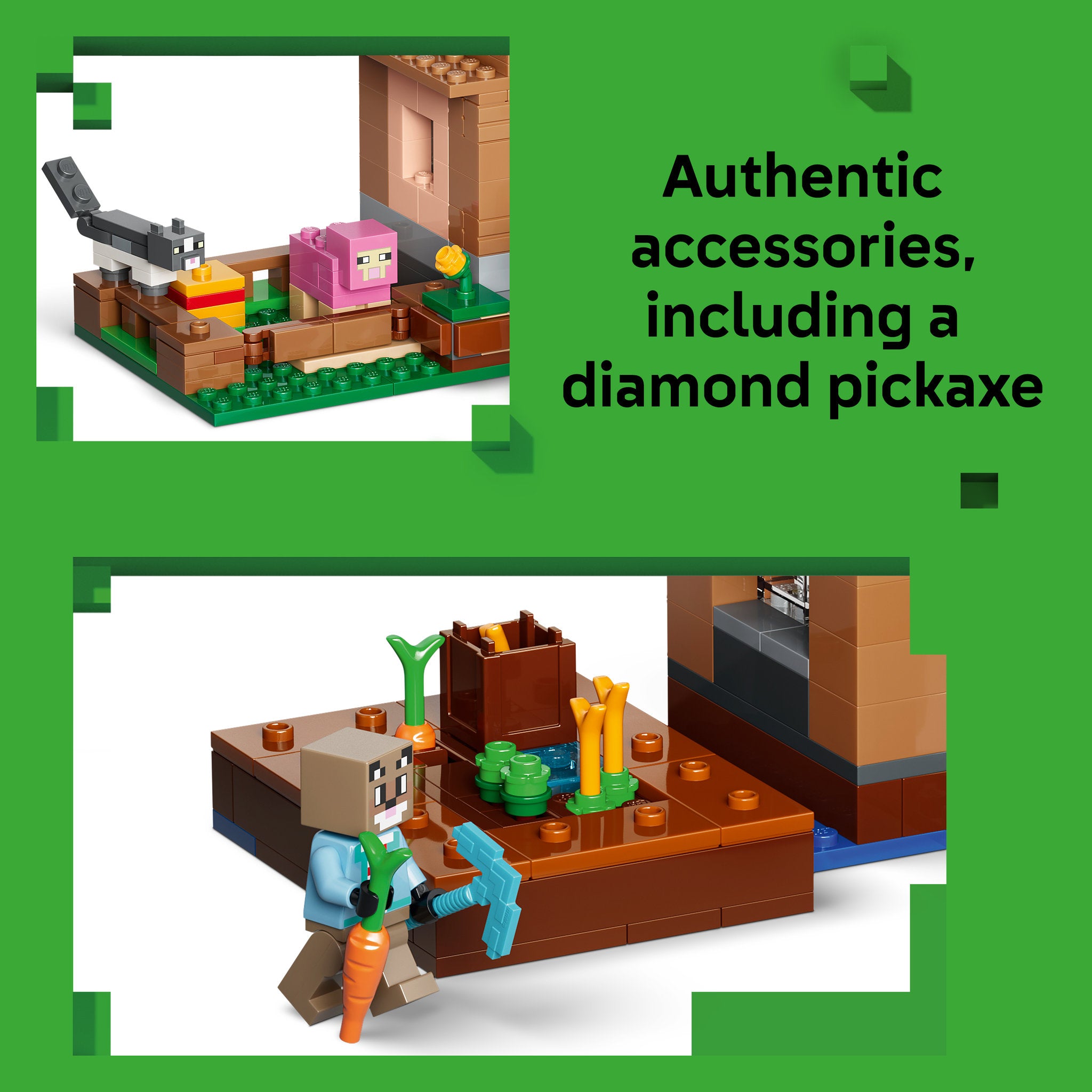 Diamond pickaxe in the LEGO 21596 Minecraft The Village Attack Set