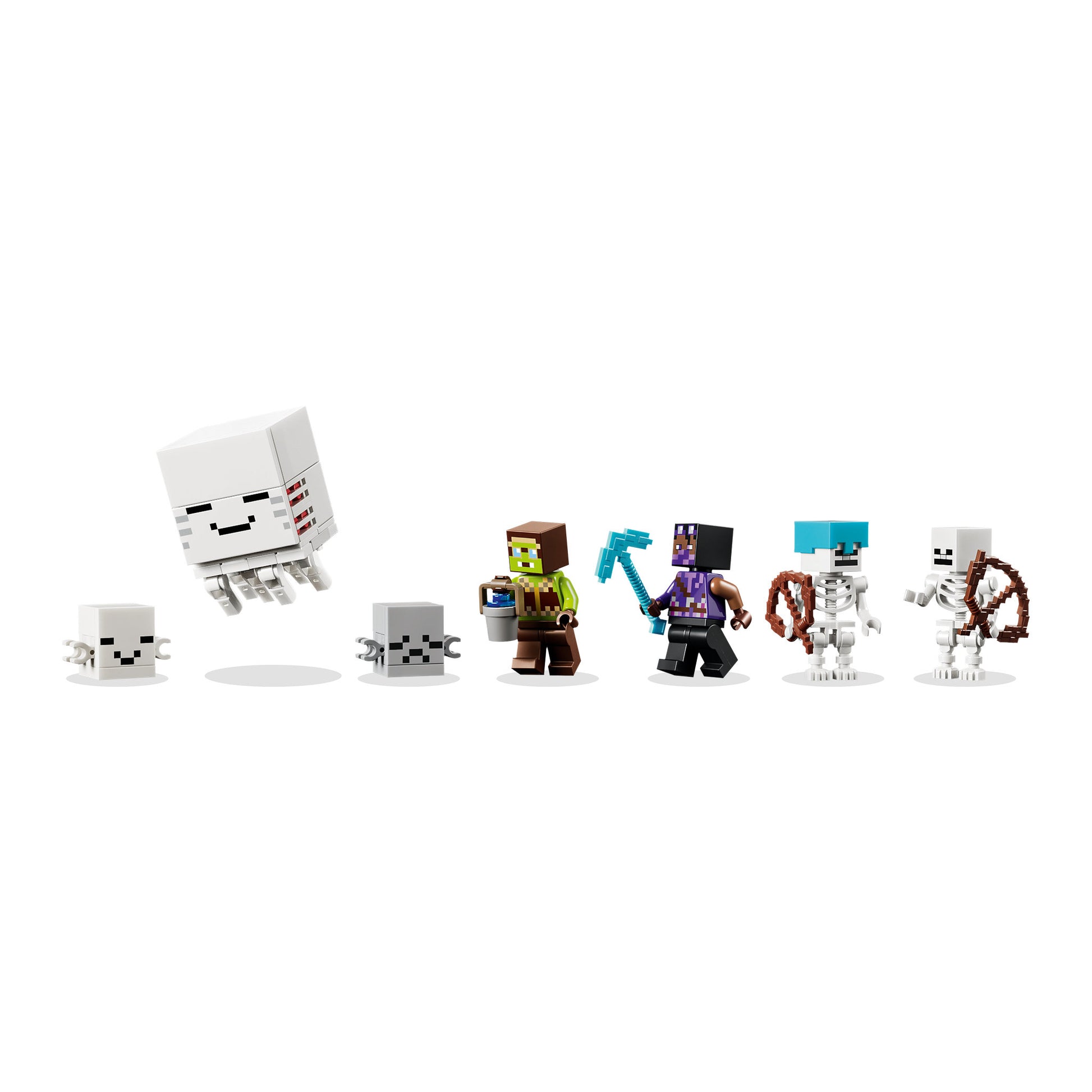 Minifigures in the LEGO 21597 Minecraft Ghast Station Waterfall Set