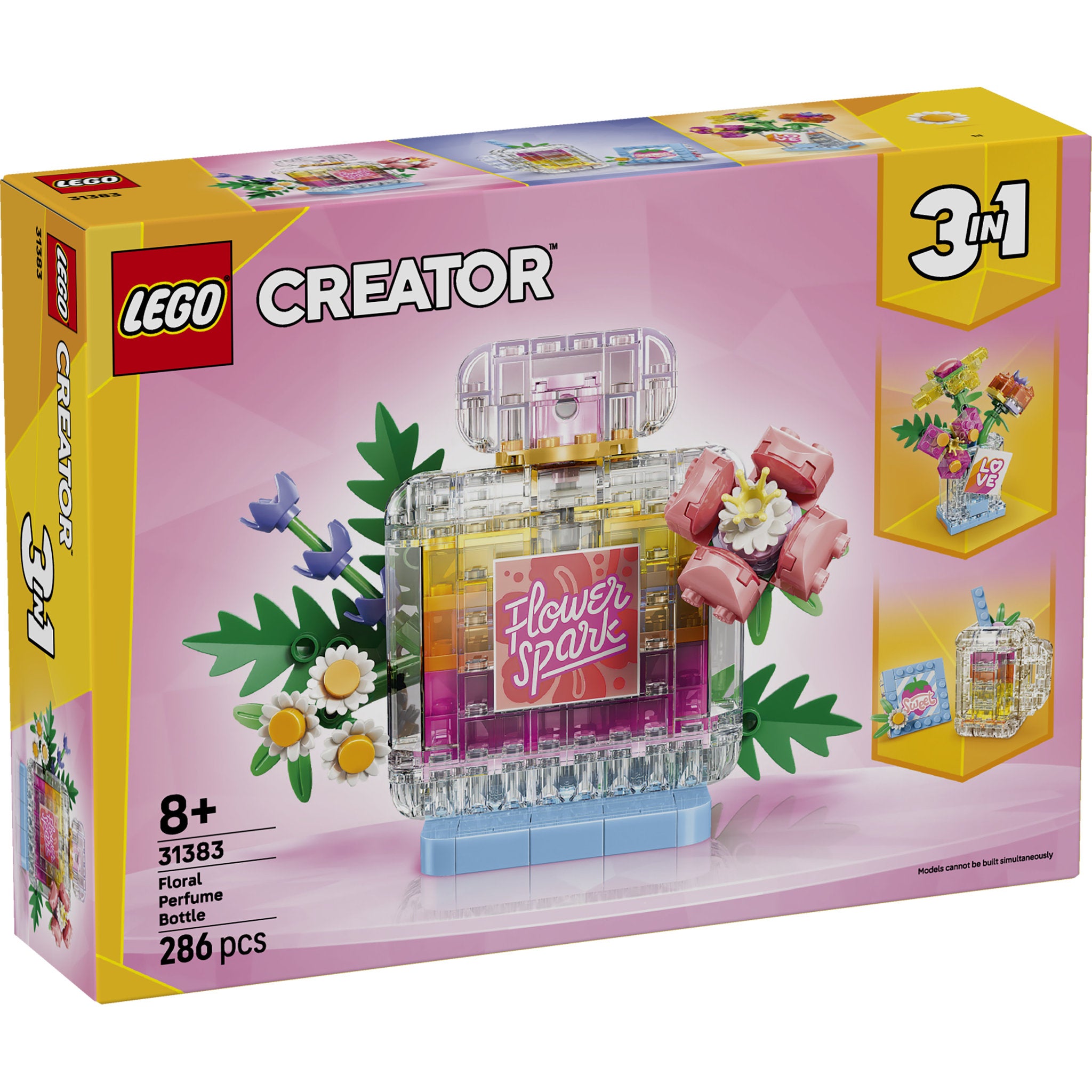 LEGO 31383 Creator 3 in 1 Floral Decor Perfume Bottle Set in packaging