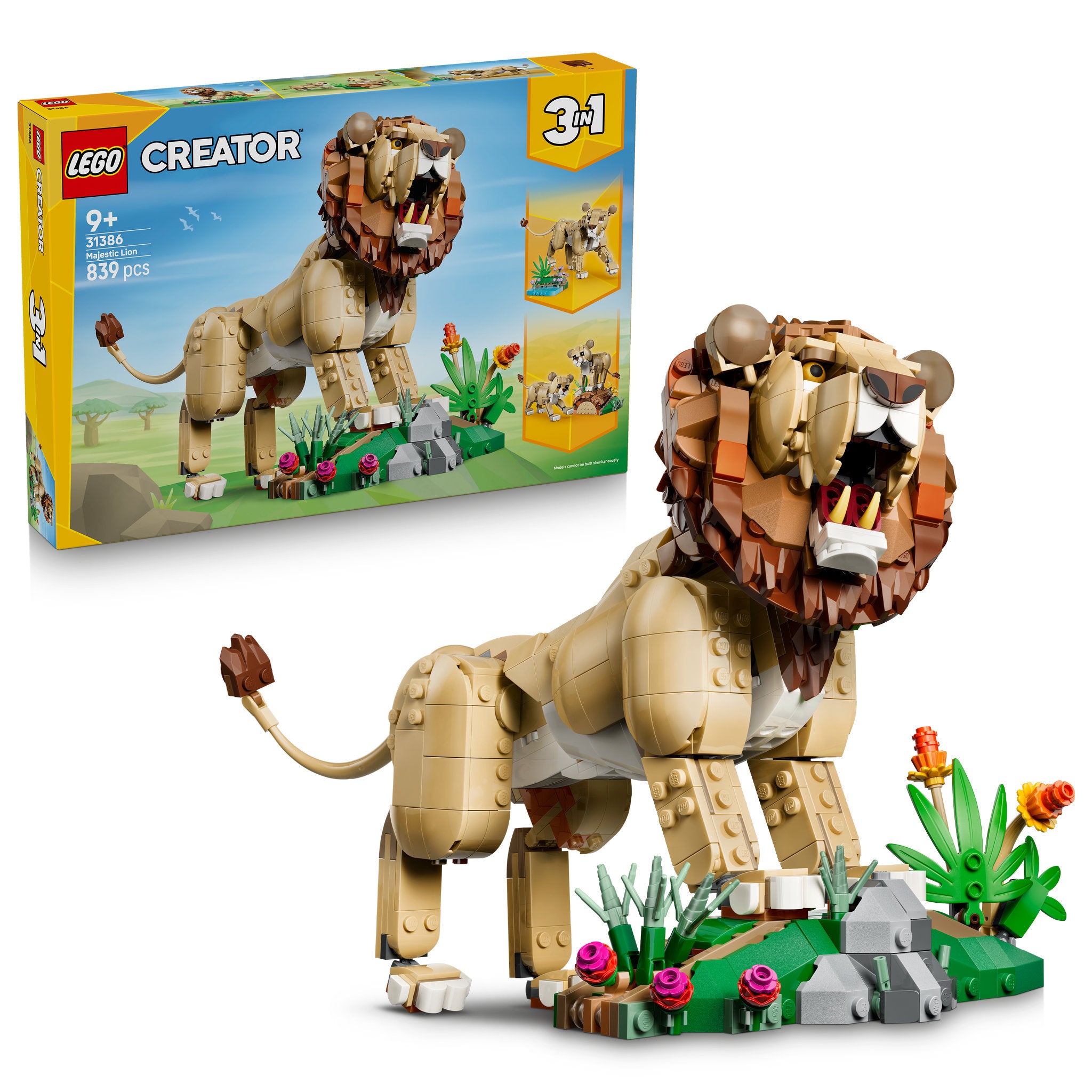 LEGO 31386 Creator 3 in 1 Wild Animals: Majestic Lion Set, assembled and in packaging