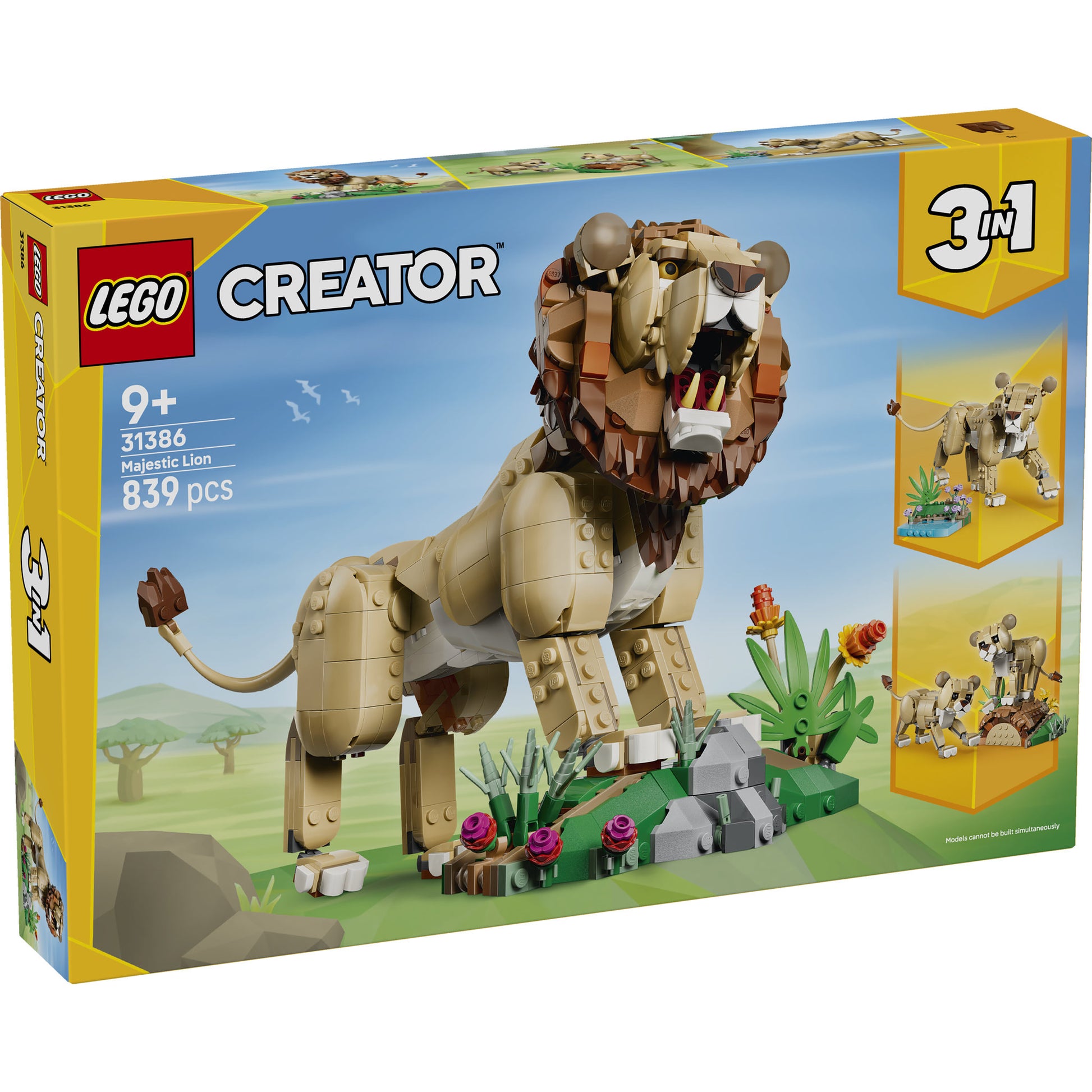 LEGO 31386 Creator 3 in 1 Wild Animals: Majestic Lion Set, in packaging