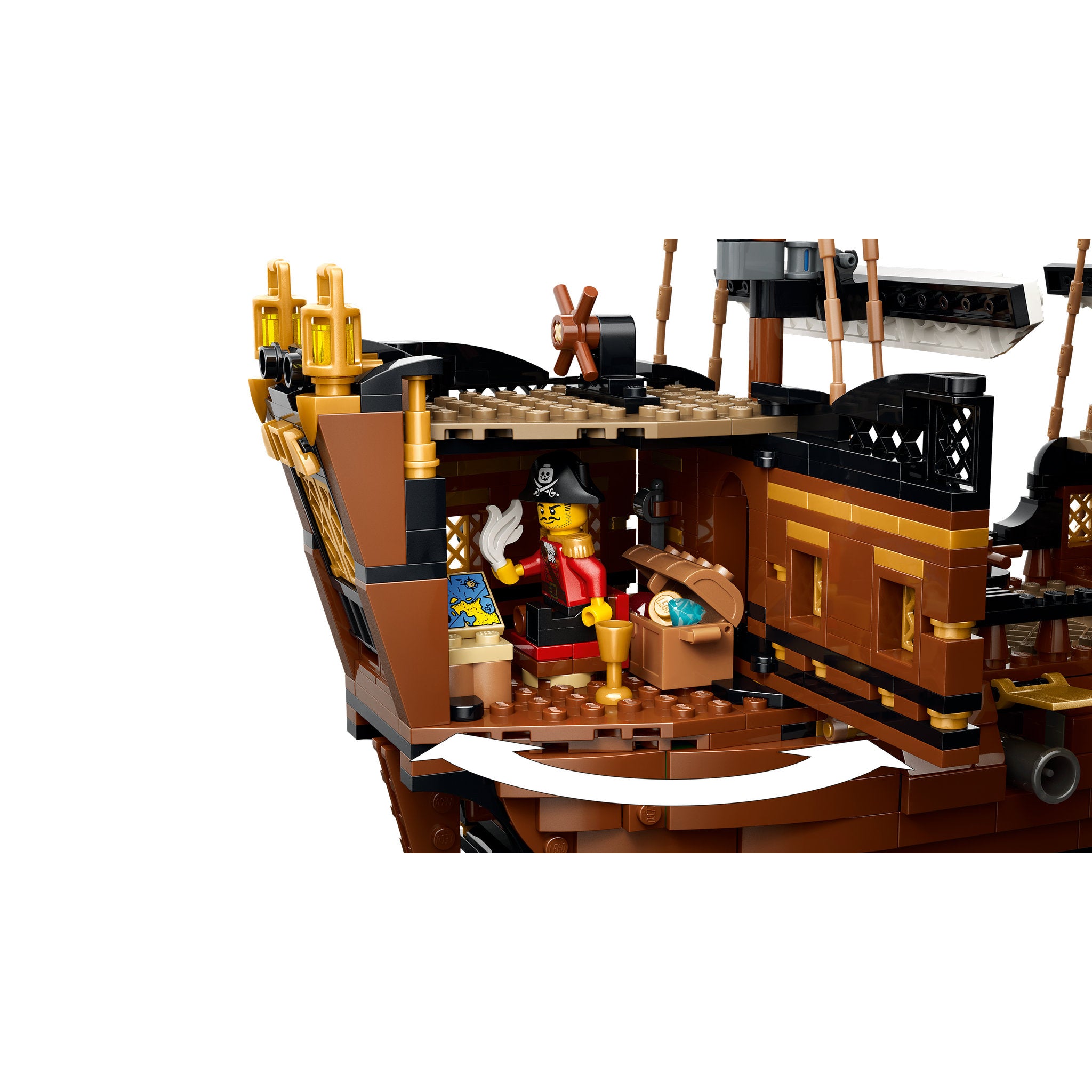 Pirate treasure rooms in the LEGO 31387 Creator Iconic Pirate Ship Skull Octopus Set