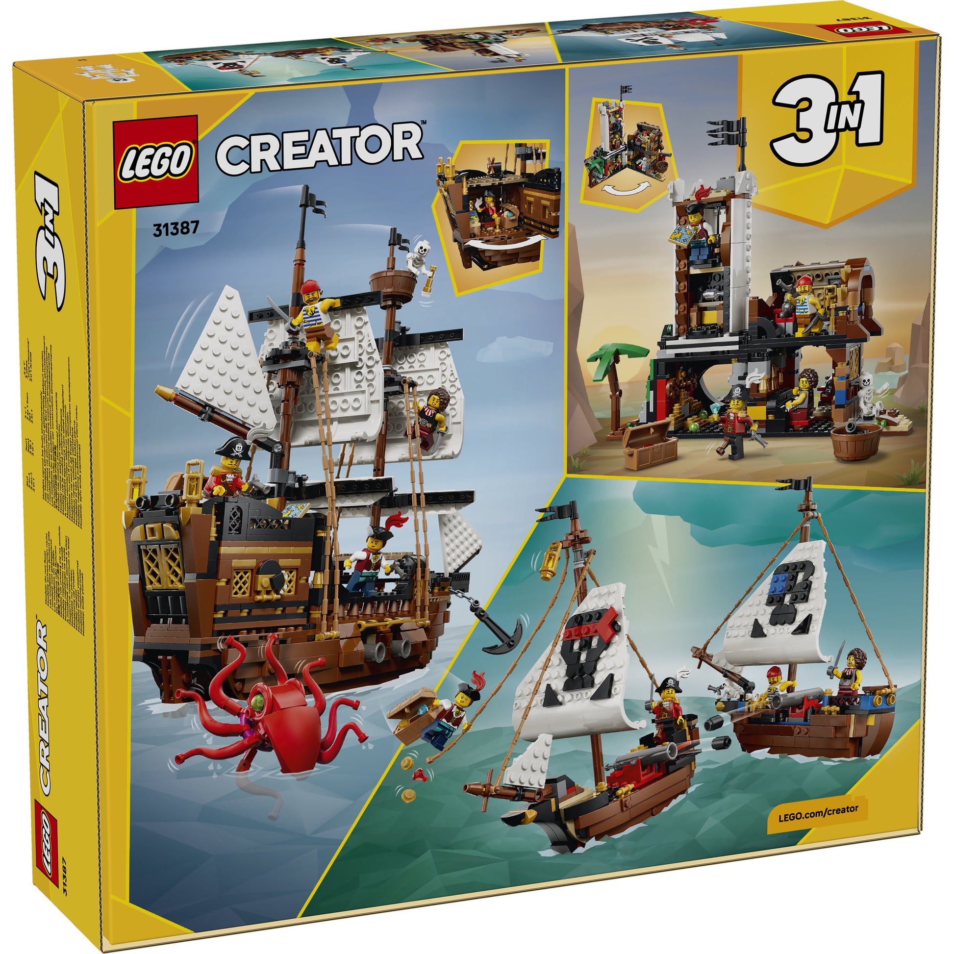 LEGO 31387 Creator Iconic Pirate Ship Skull Octopus Set back packaging