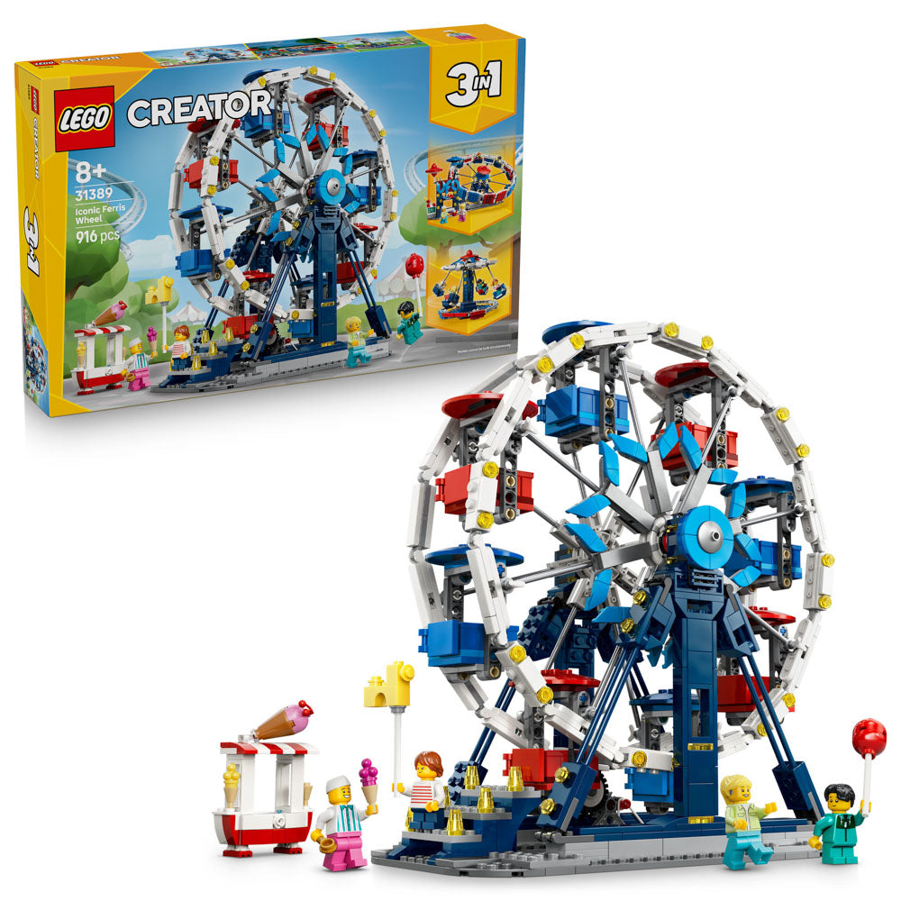 LEGO 31389 Creator Iconic Ferris Wheel Amusement Ride Blue Set assembled, and in packaging