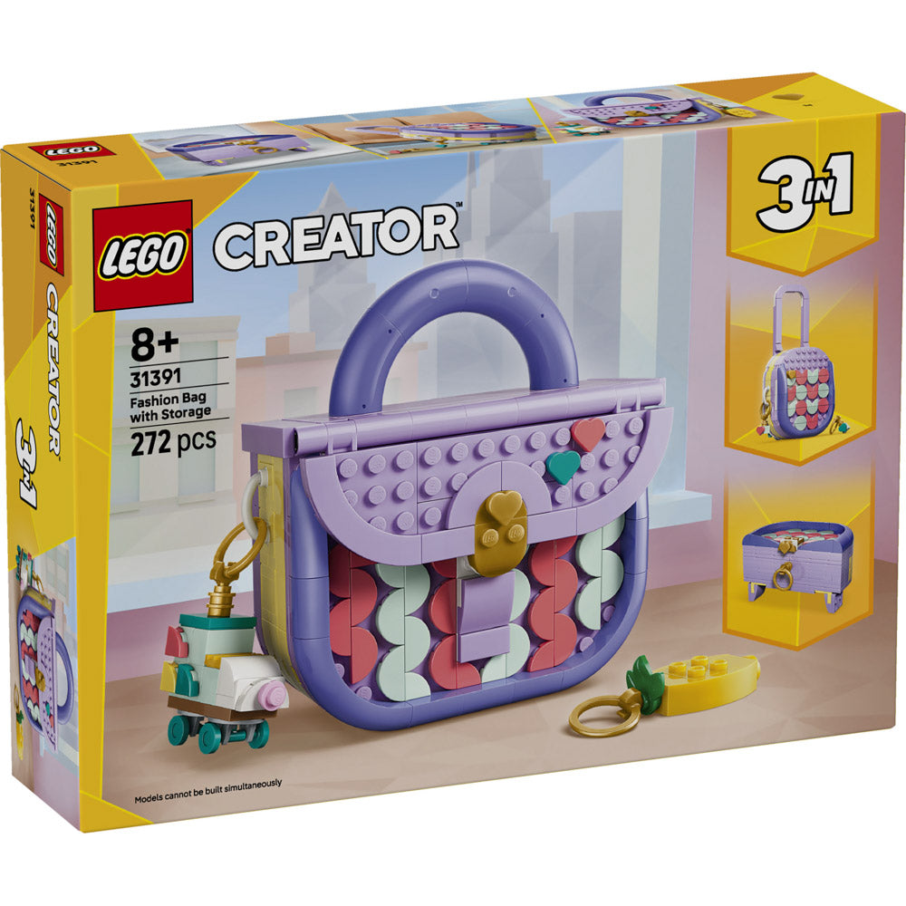 LEGO 31391 Creator Purple Art Fashion Bag Handbag with Storage Set in packaging