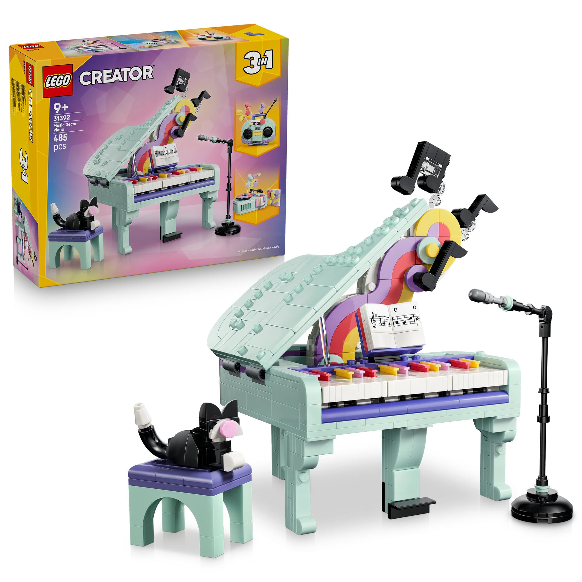 LEGO 31392 Creator Music Decor Piano With Cat Set assembled, and in packaging