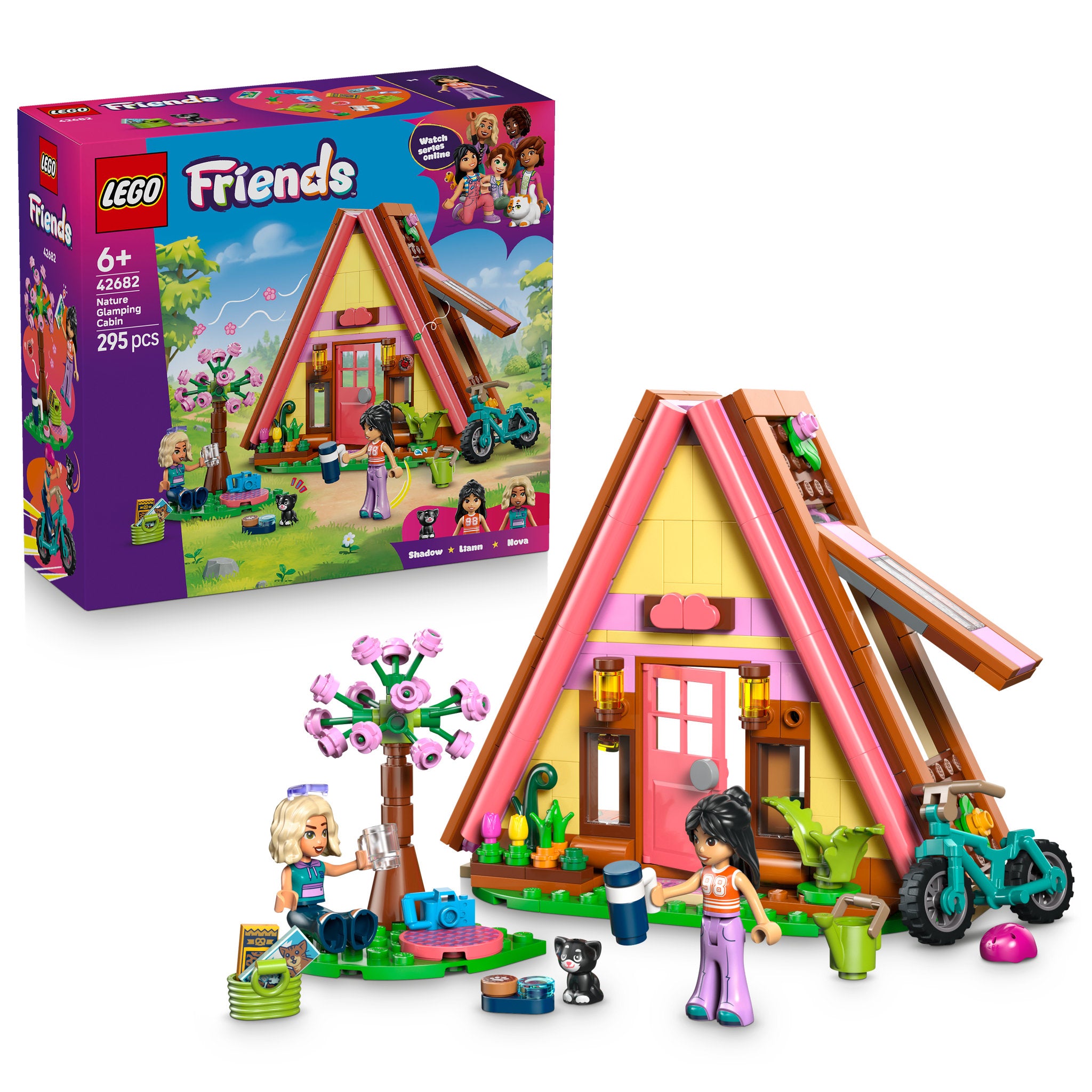 LEGO 42682 Friends Nature Glamping Cabin Set assembled, and in packaging