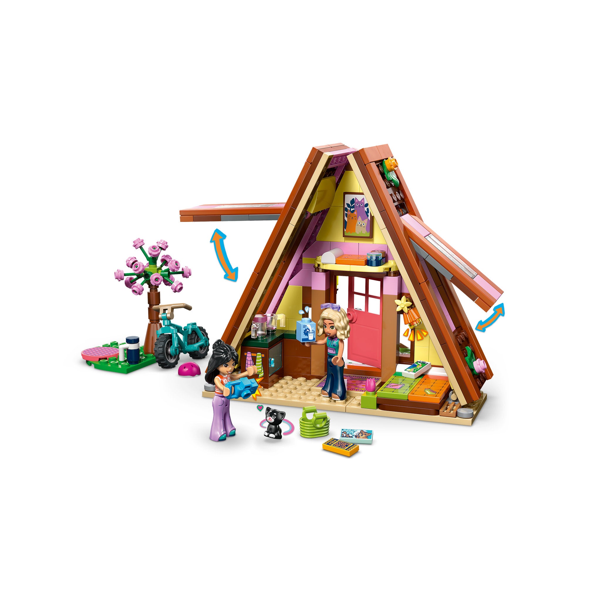 Full assembled display of the LEGO 42682 Friends Nature Glamping Cabin Set