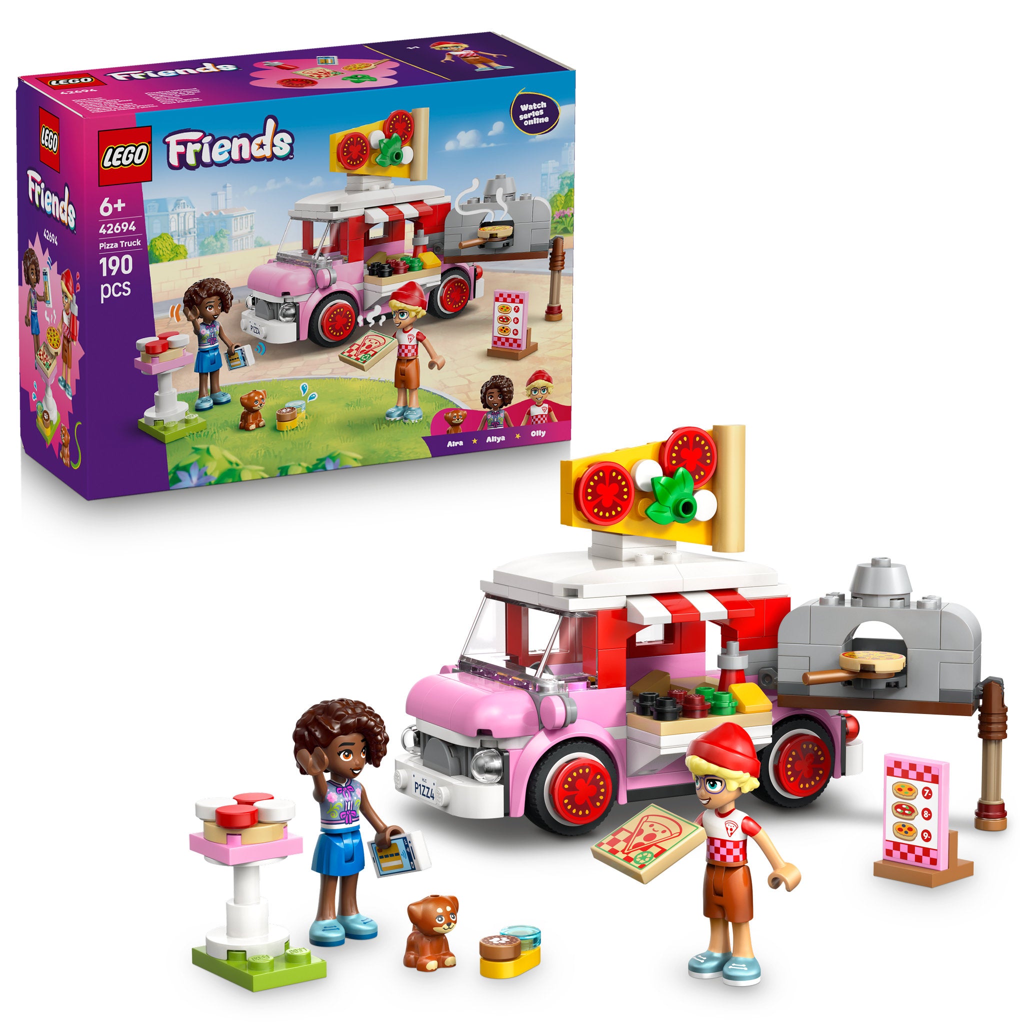 LEGO 42694 Friends Pizza Truck Set assembled, and in packaging