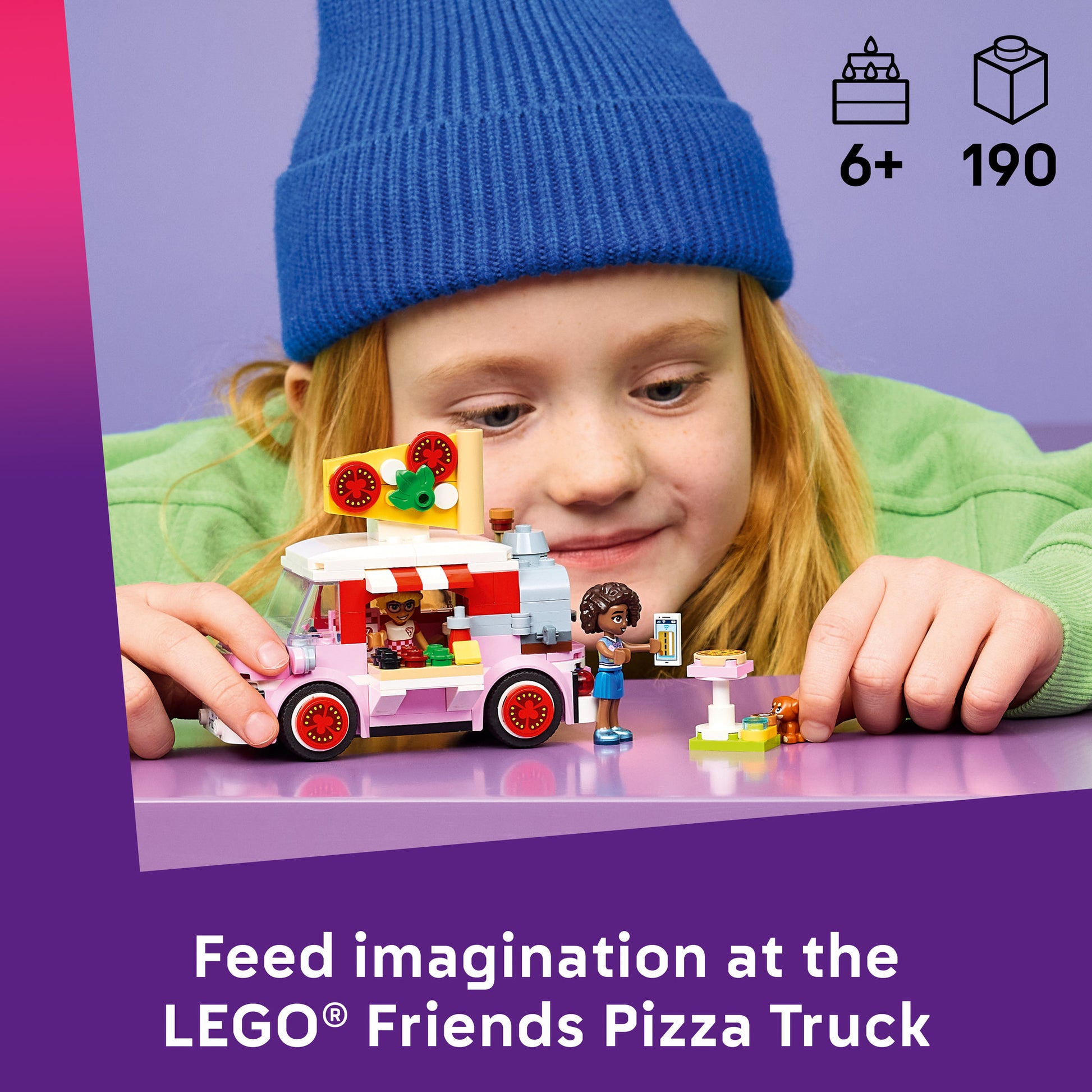 Child playing with LEGO 42694 Friends Pizza Truck Set