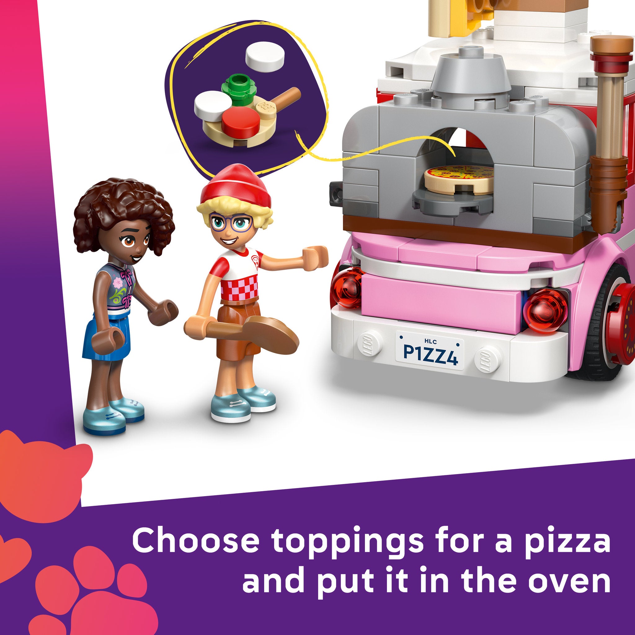 Pizza topping options in LEGO 42694 Friends Pizza Truck Set