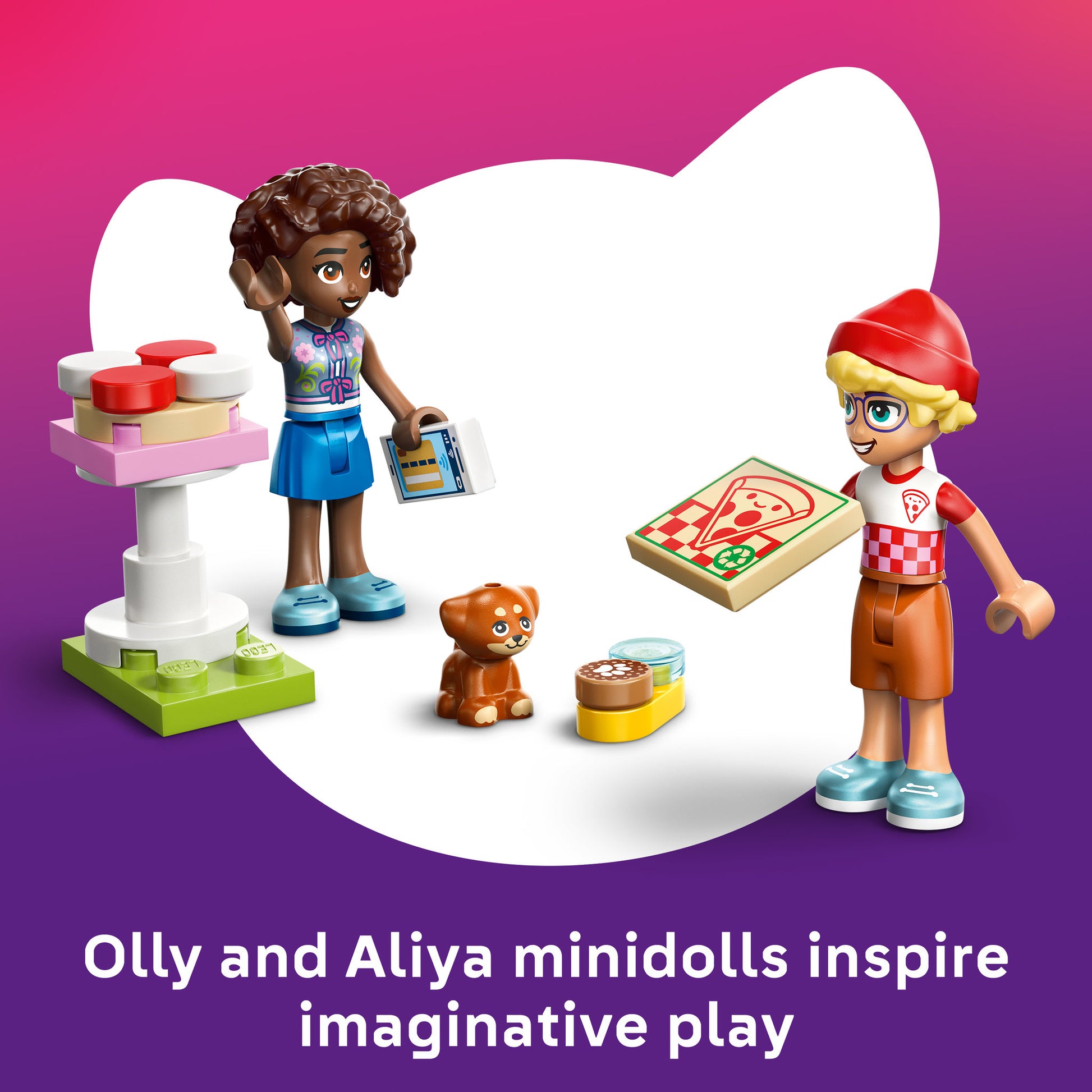 Olly and Aliya minifigures in LEGO 42694 Friends Pizza Truck Set