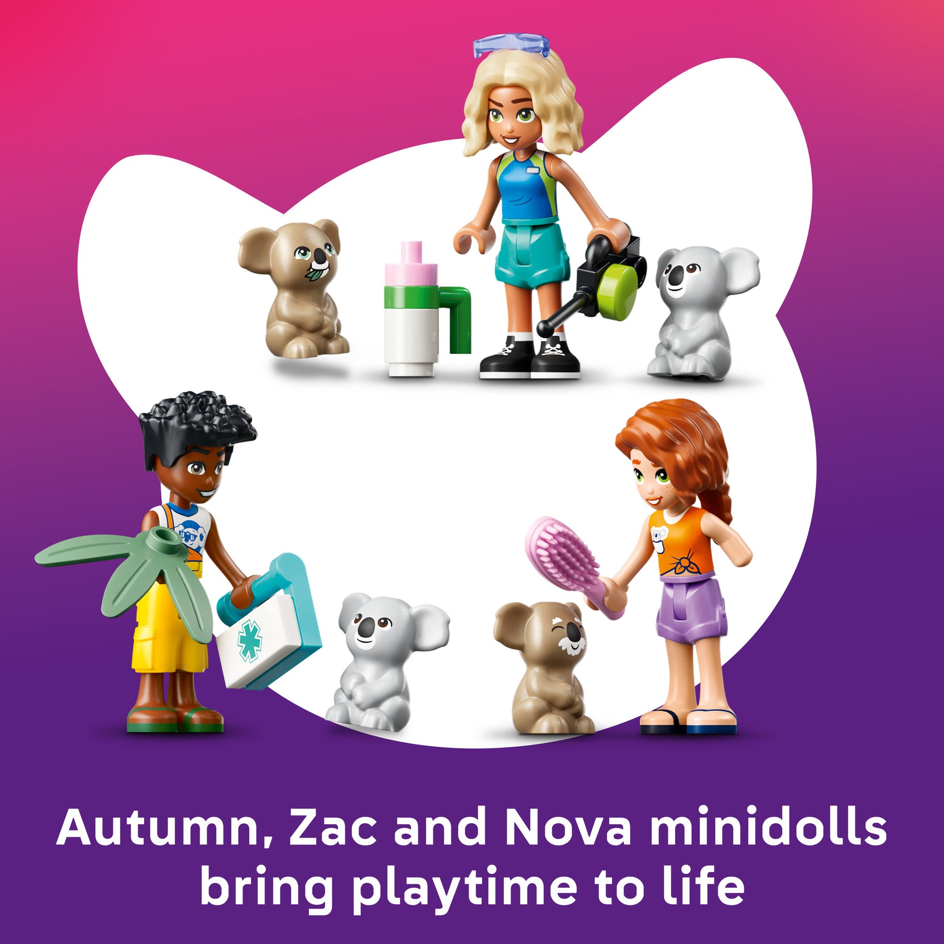 Minidolls included in the LEGO 42701 Friends Koala Habitat and Care Centre Set