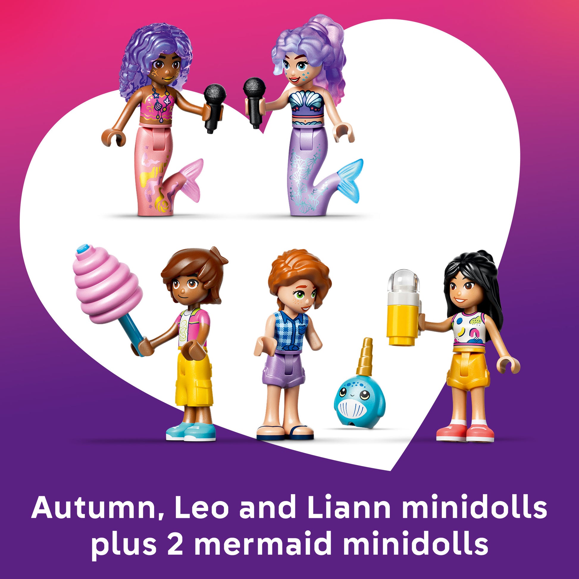Minidolls in the LEGO 42703 Friends Mermaid Roller Coaster Ride Set