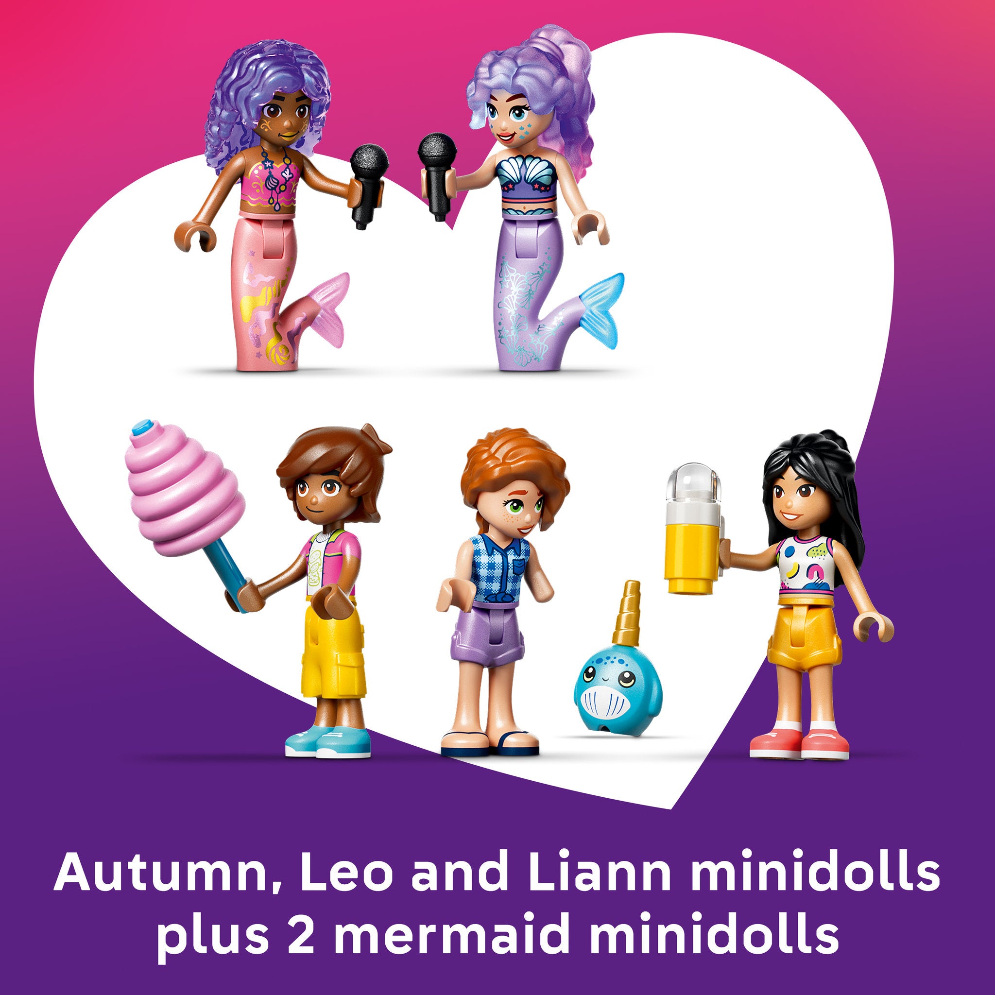 Minidolls in the LEGO 42703 Friends Mermaid Roller Coaster Ride Set