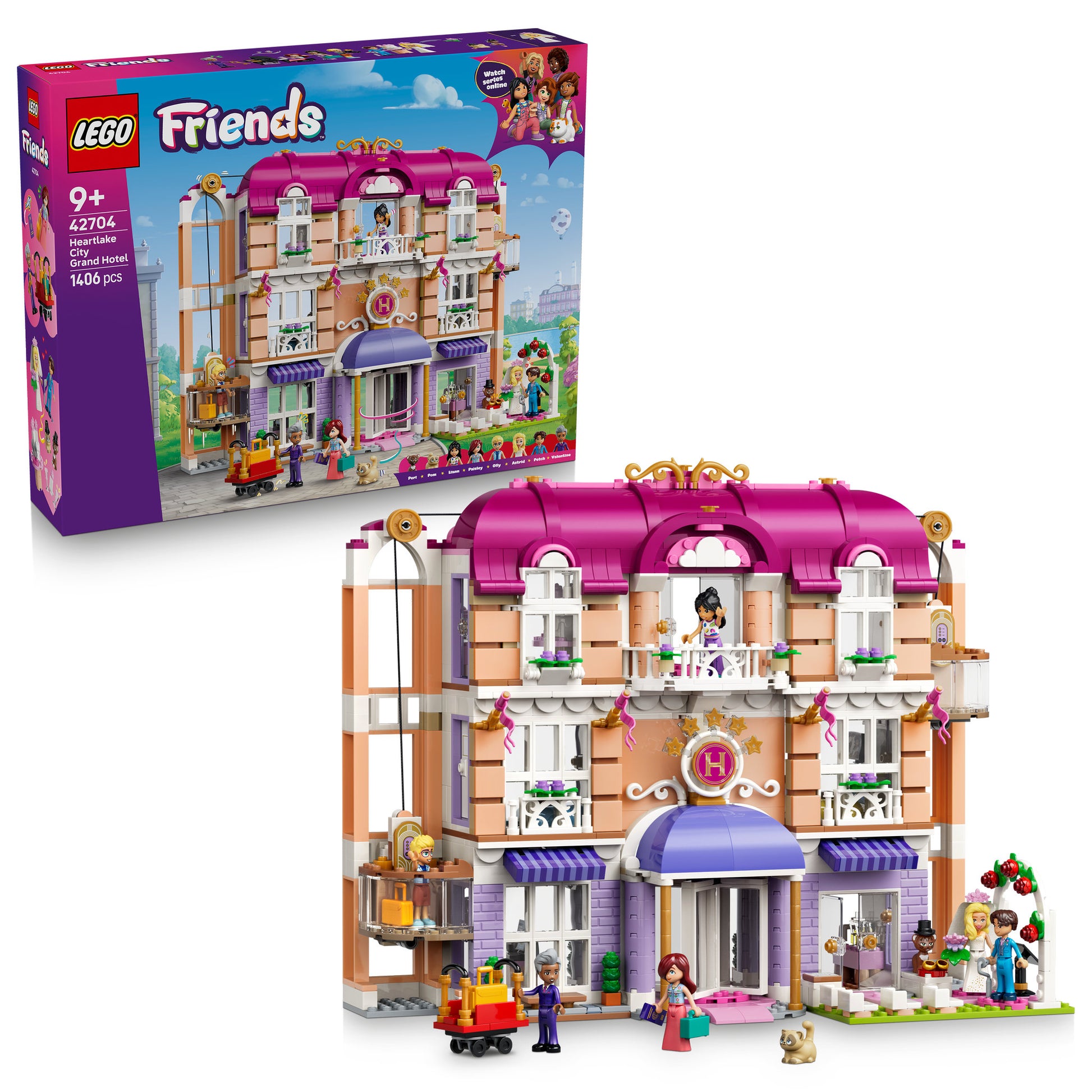 LEGO 42704 Friends Heartlake City Grand Hotel Set assembled, and in packaging