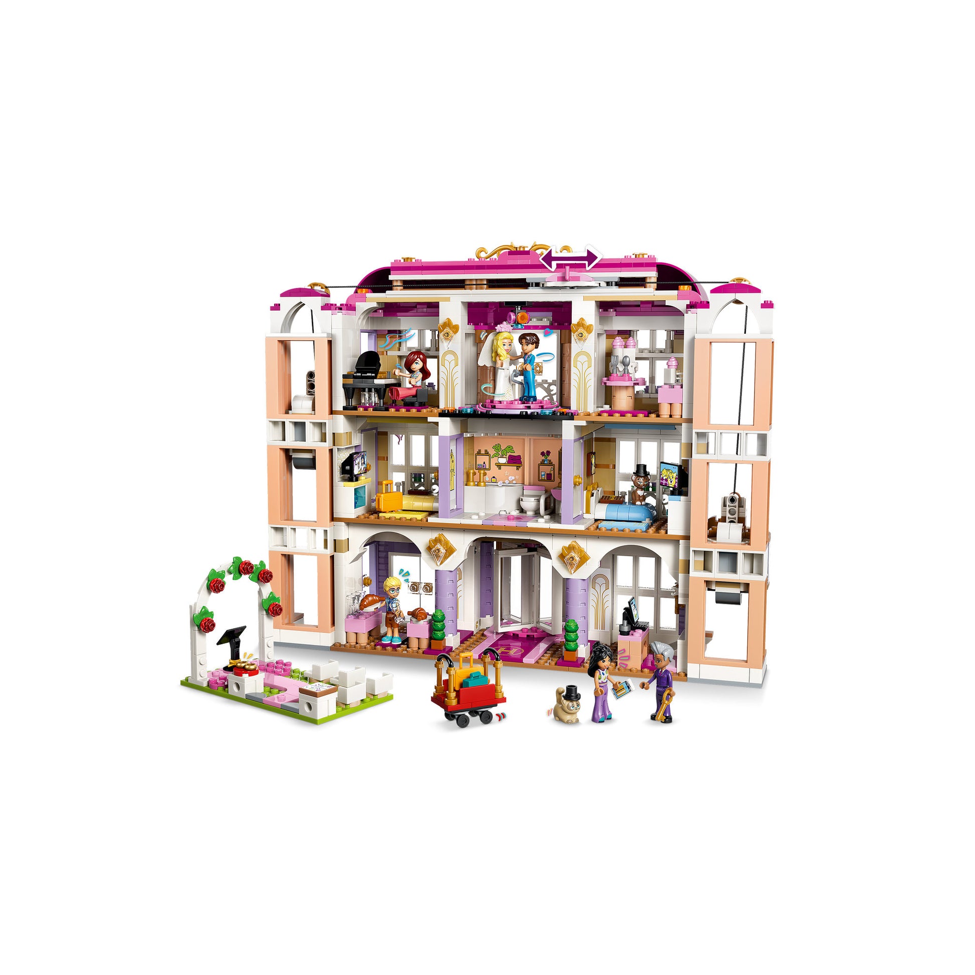 Back view of the LEGO 42704 Friends Heartlake City Grand Hotel Set