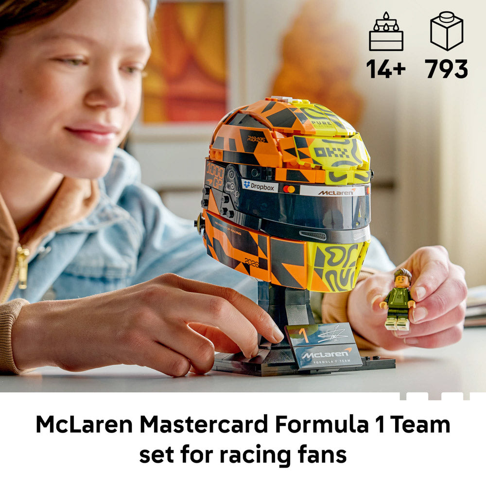 Teen building the LEGO 43023 McLaren Mastercard F1 Team Lando Norris Helmet set