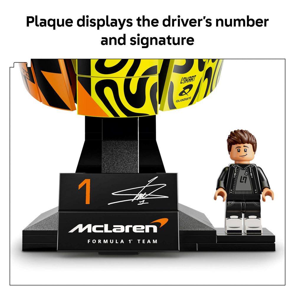 Minifigure and signature included in the LEGO 43023 McLaren Mastercard F1 Team Lando Norris Helmet set