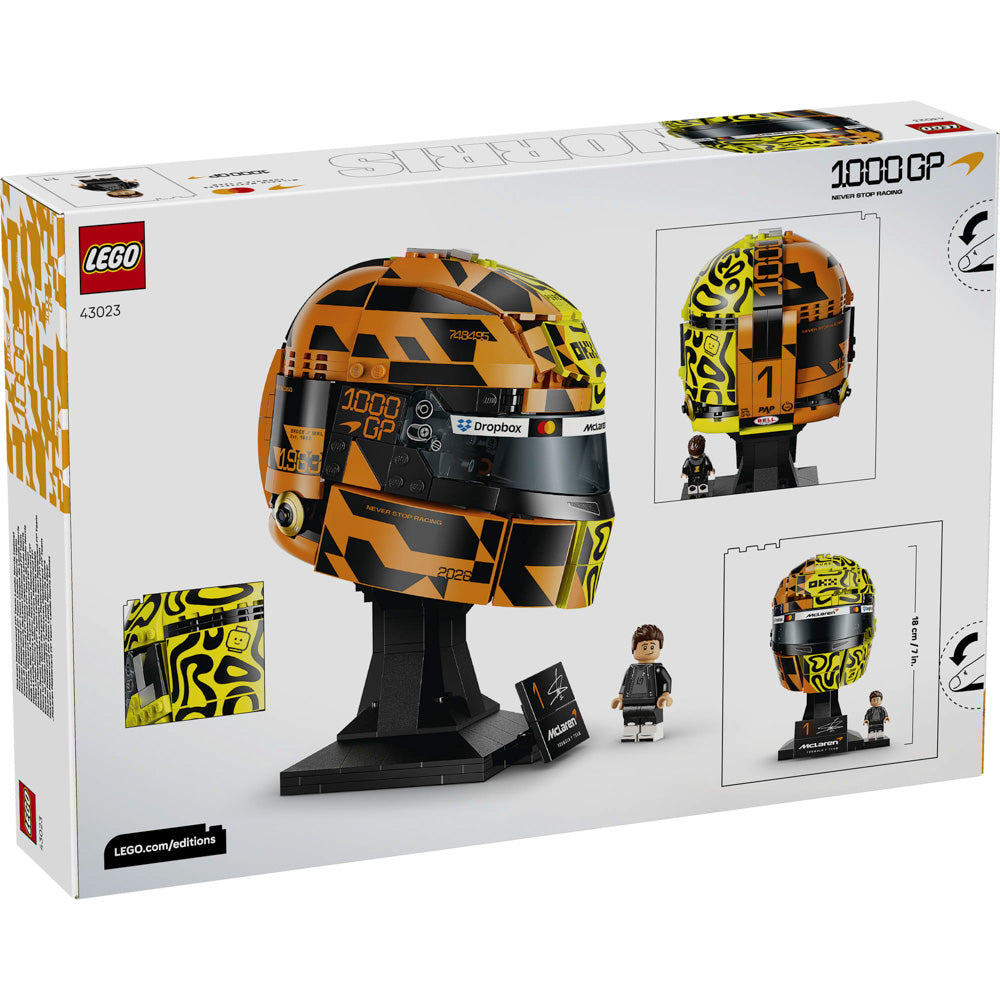 Back packaging of the LEGO 43023 McLaren Mastercard F1 Team Lando Norris Helmet set