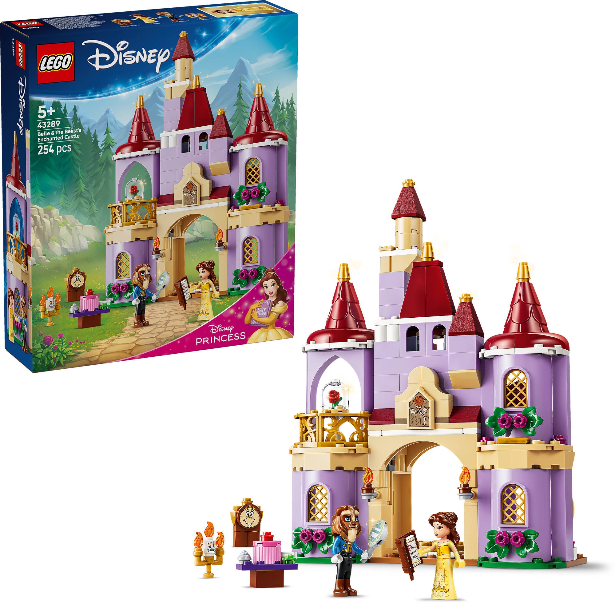 LEGO 43289 Disney Princess Belle & The Beast's Enchanted Castle Set assembled, and in packaging