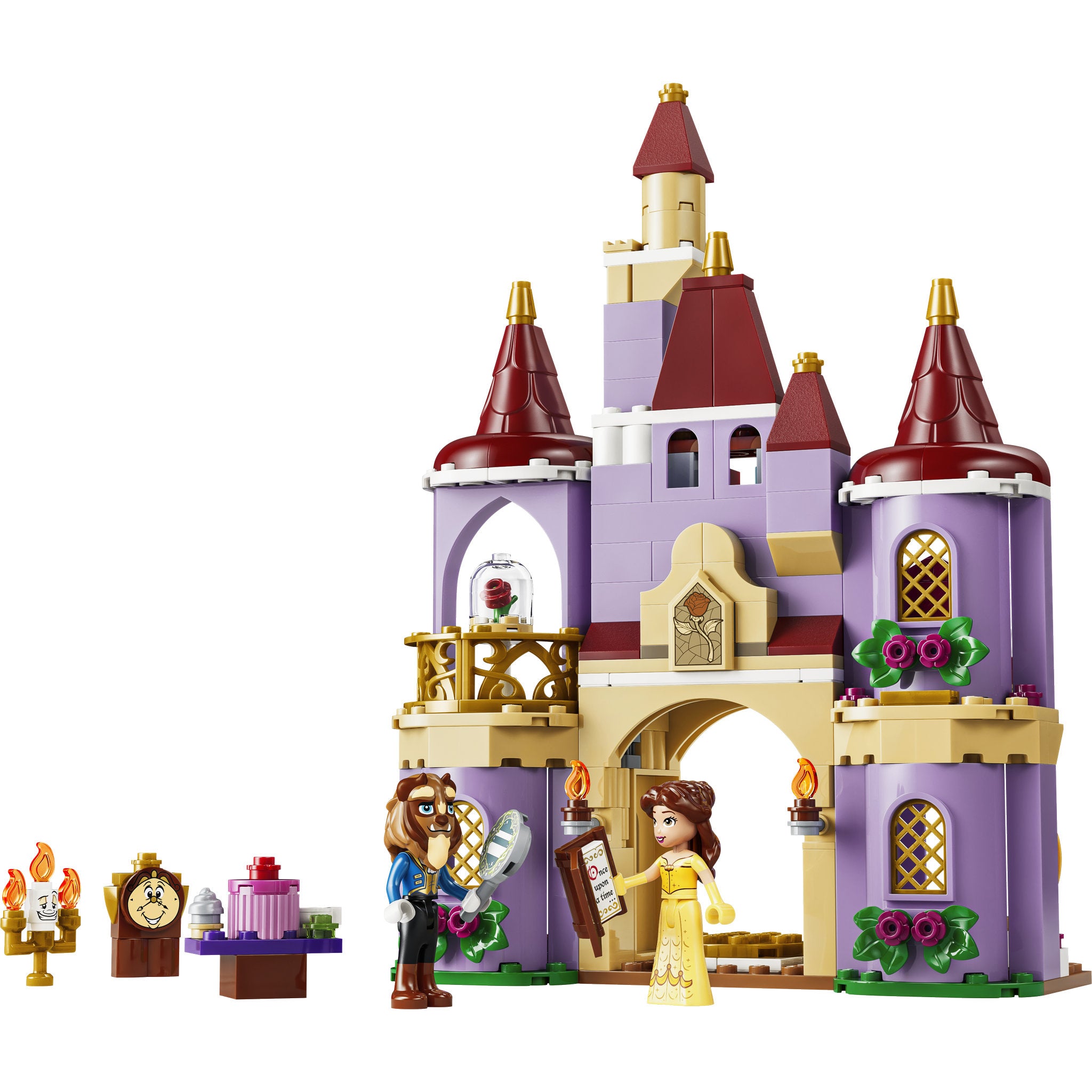 Close-up assembly of LEGO 43289 Disney Princess Belle & The Beast's Enchanted Castle Set