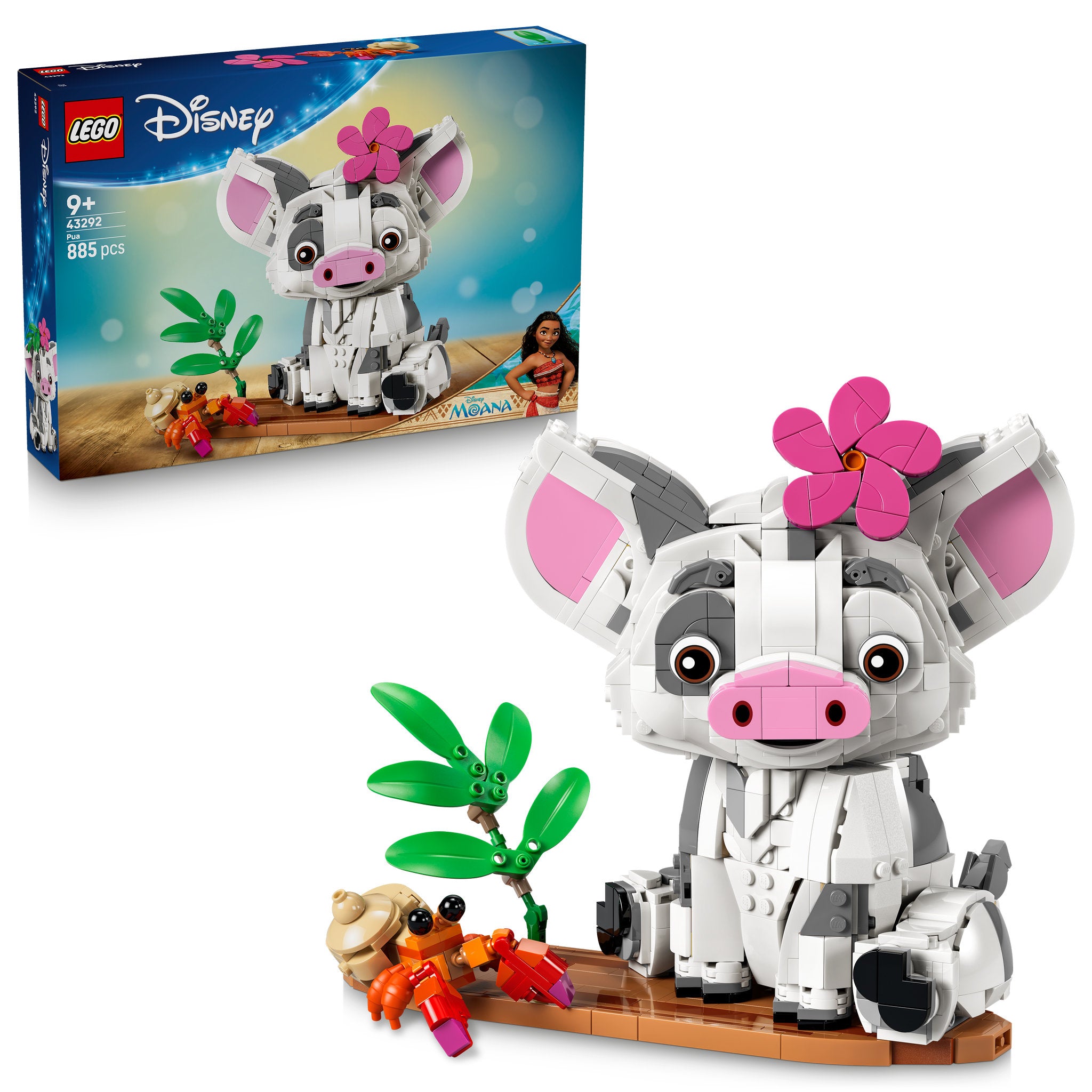 LEGO 43292 Moana Disney Princess Pua Pig Set, assembled with packaging