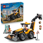 LEGO 60480 City Yellow Backhoe Loader Set in packaging, and assembled