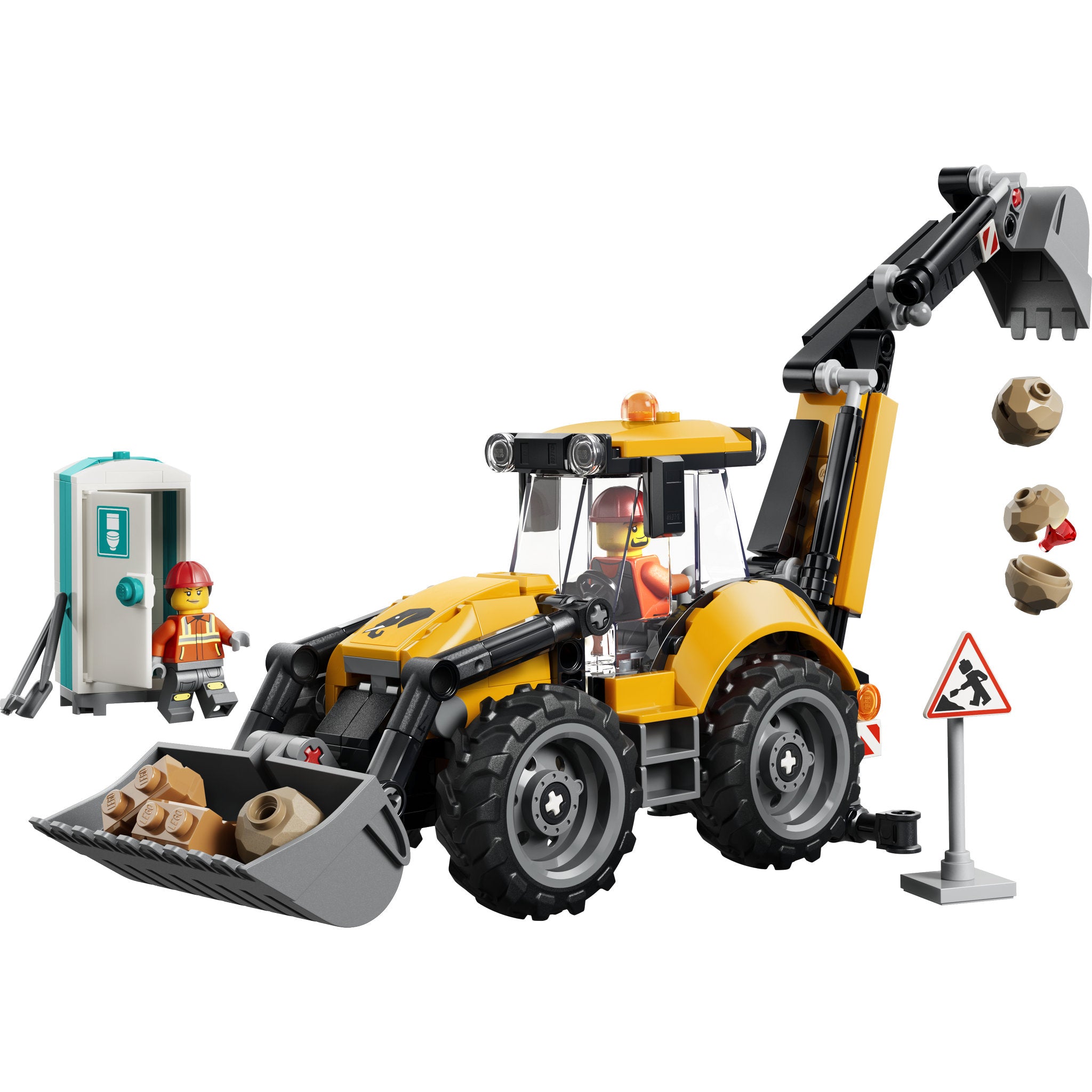 Assembled LEGO 60480 City Yellow Backhoe Loader Set