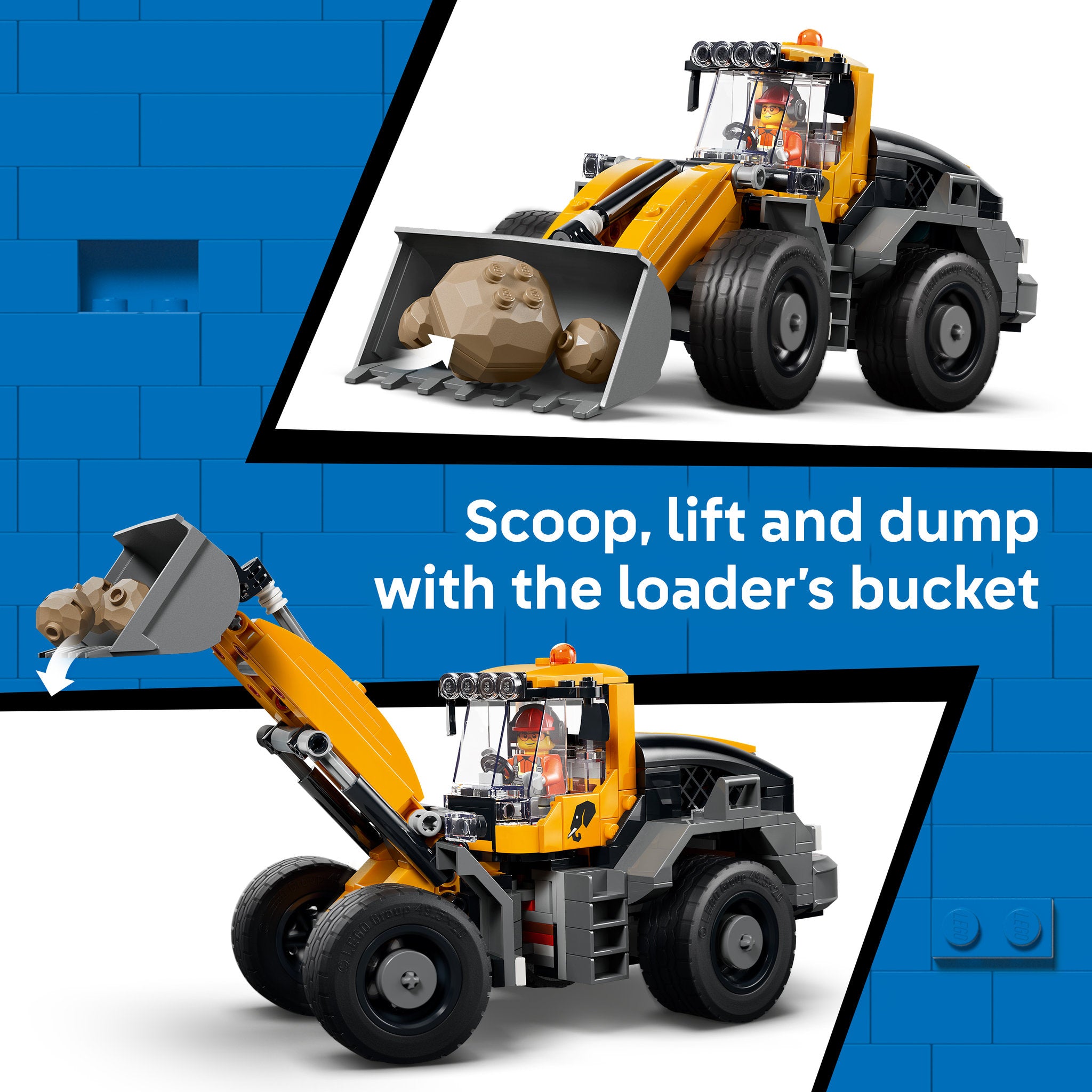 Working loader features in LEGO 60494 City Dump Truck & Front End Loader Set