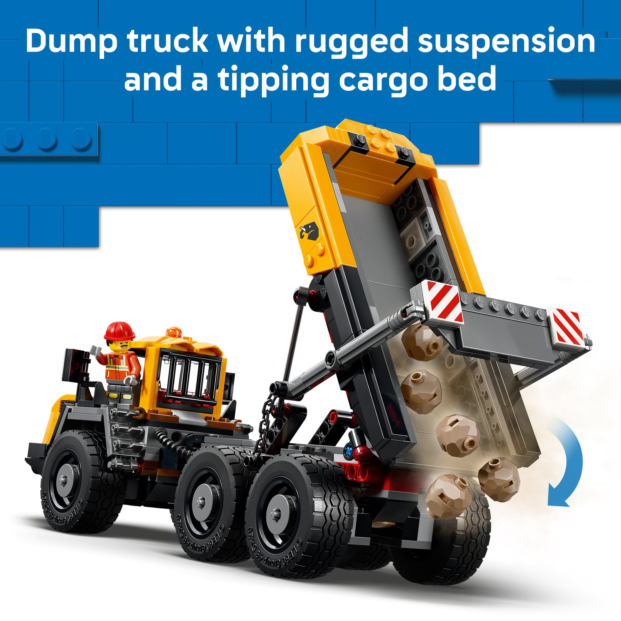 Working dump truck in LEGO 60494 City Dump Truck & Front End Loader Set