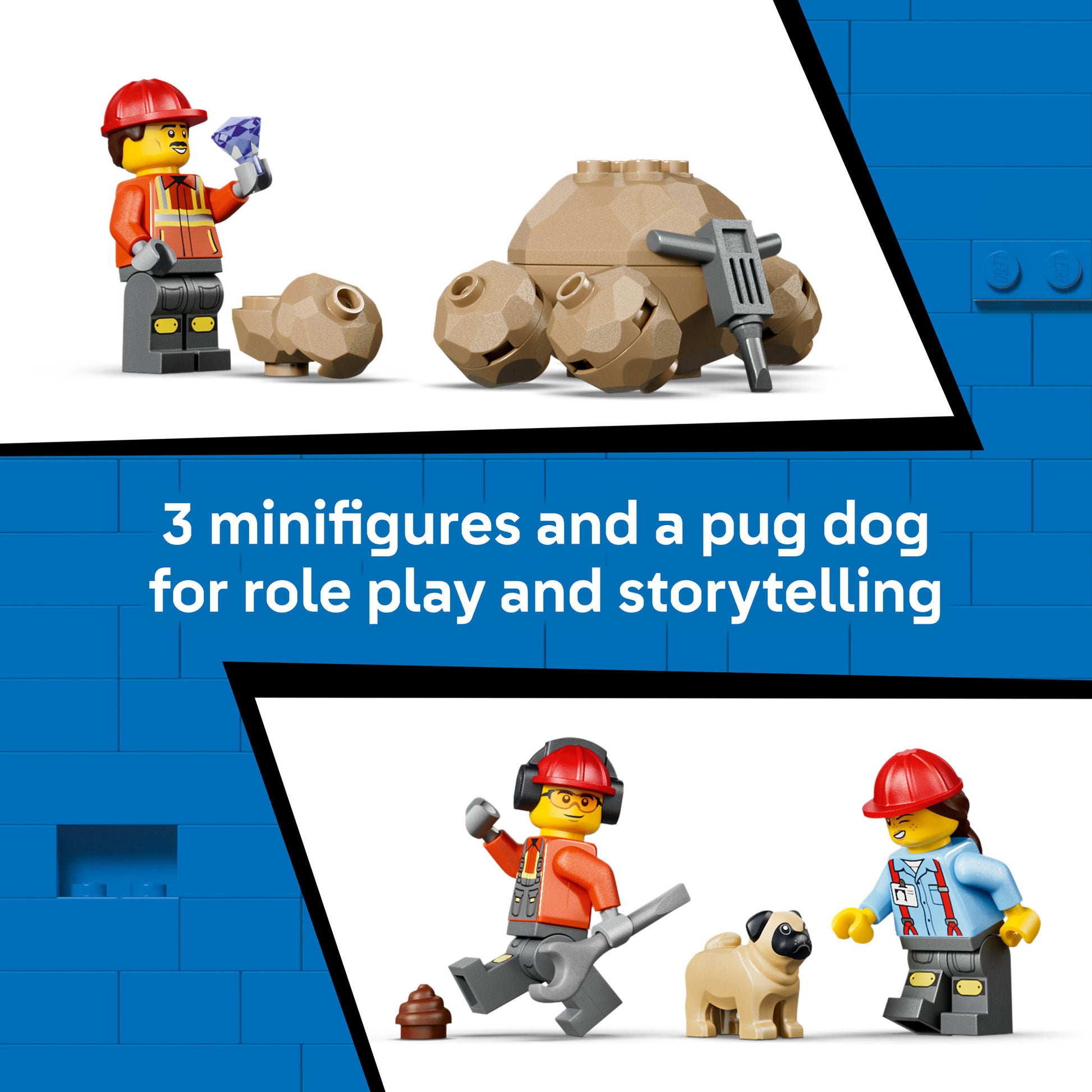 Minifigures and dog in LEGO 60494 City Dump Truck & Front End Loader Set