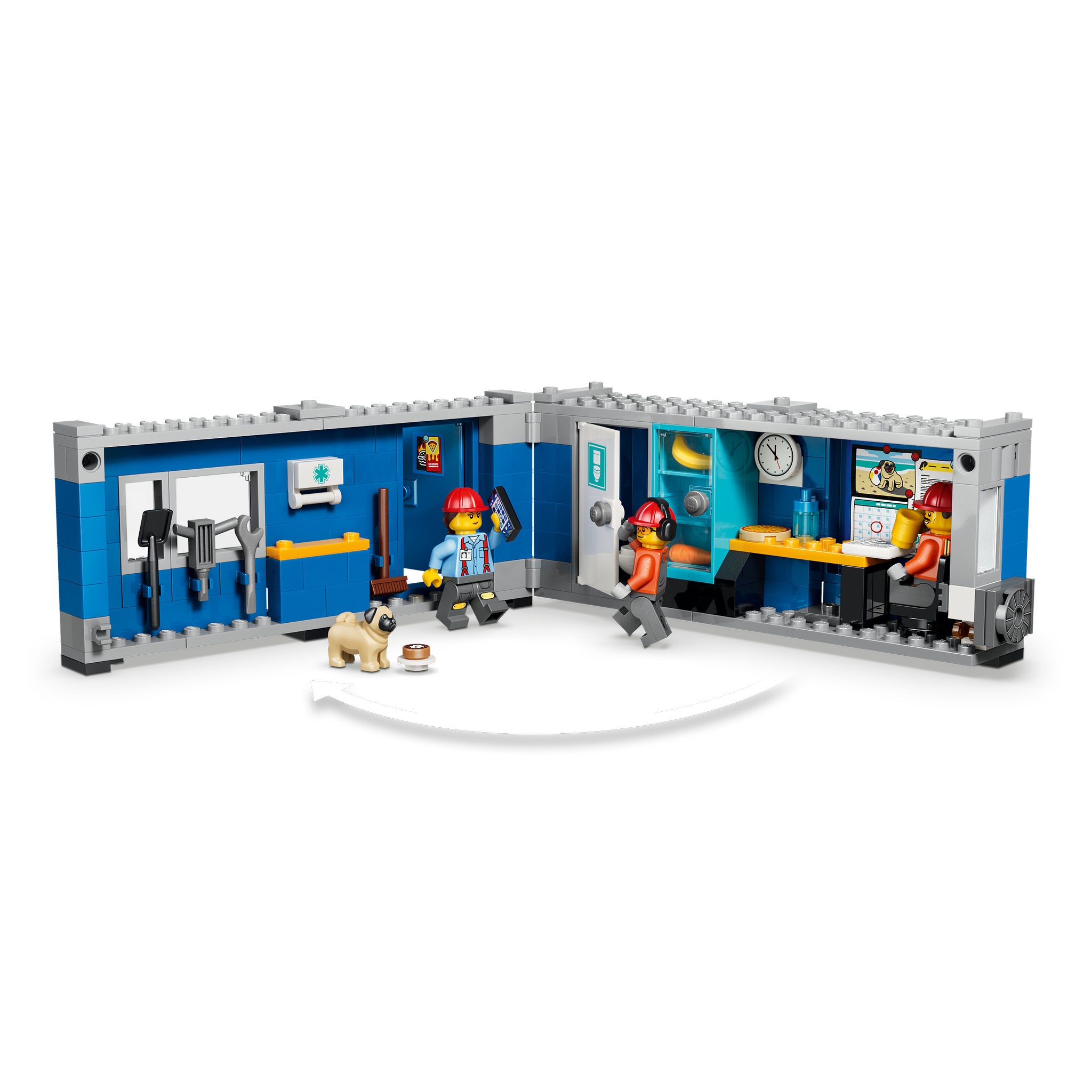 Site office open, in LEGO 60494 City Dump Truck & Front End Loader Set