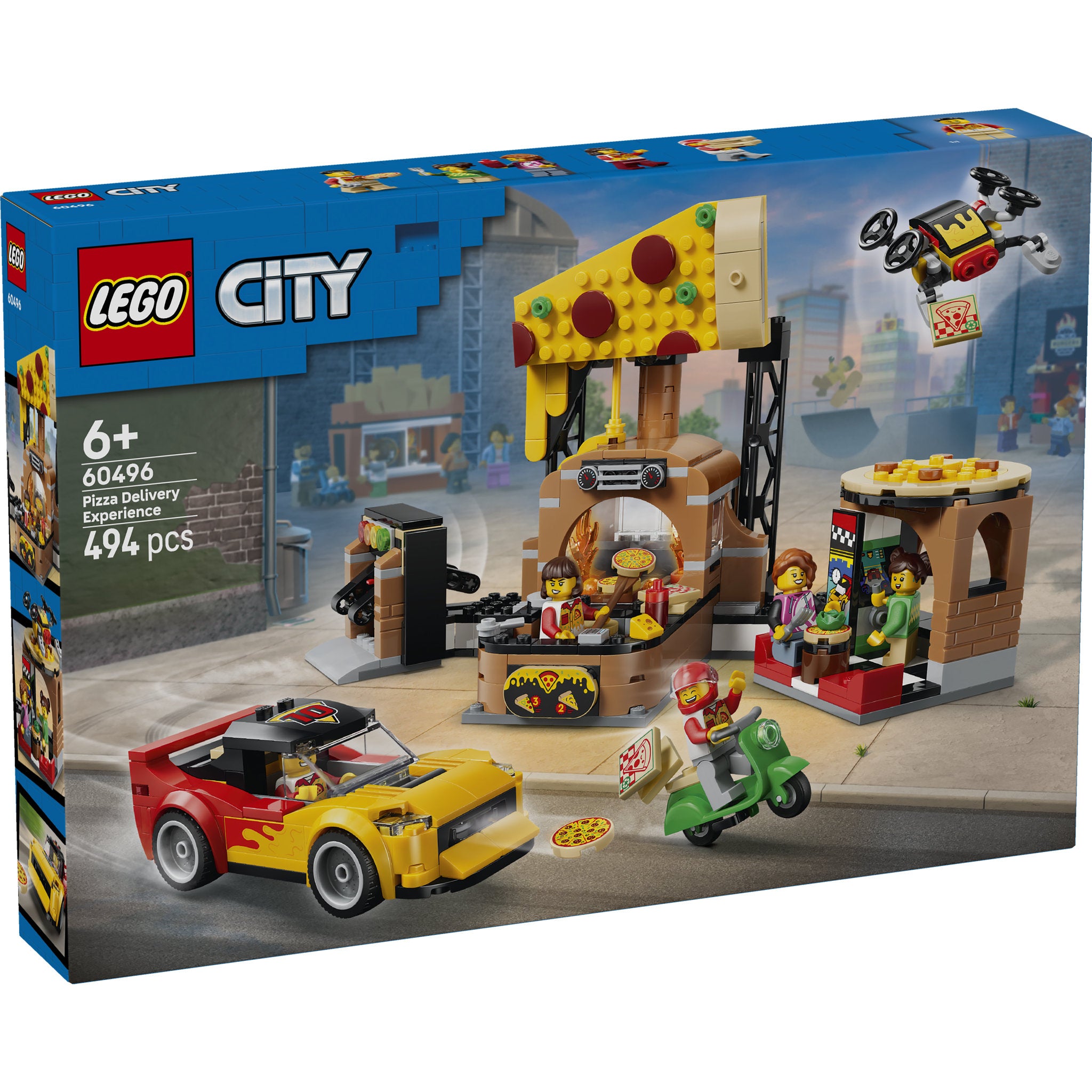 LEGO 60496 City Pizza Delivery Experience With Vehicles Set, in packaging
